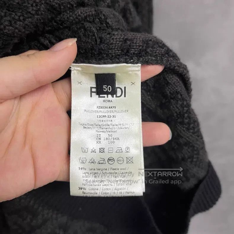 Fendi Fendi Brown Logo Embroidered Round Neck Long Sleeve Knit T Size US M / EU 48-50 / 2 - 4 Thumbnail