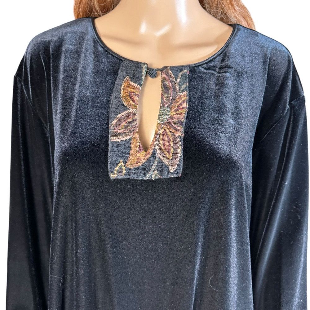 Other Vintage Fenini Black Velvet 3/4 Sleeve Top Size 2X Size XXL / US 16-18 / IT 52-54 - 9 Thumbnail