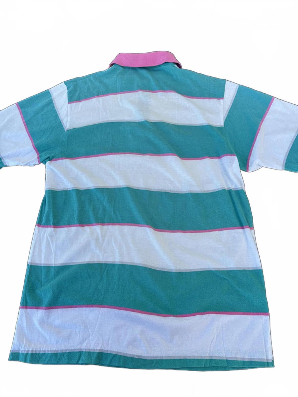 Other A.M. Player Teal Pink Stripe Polo Shirt M Size US M / EU 48-50 / 2 - 3 Thumbnail