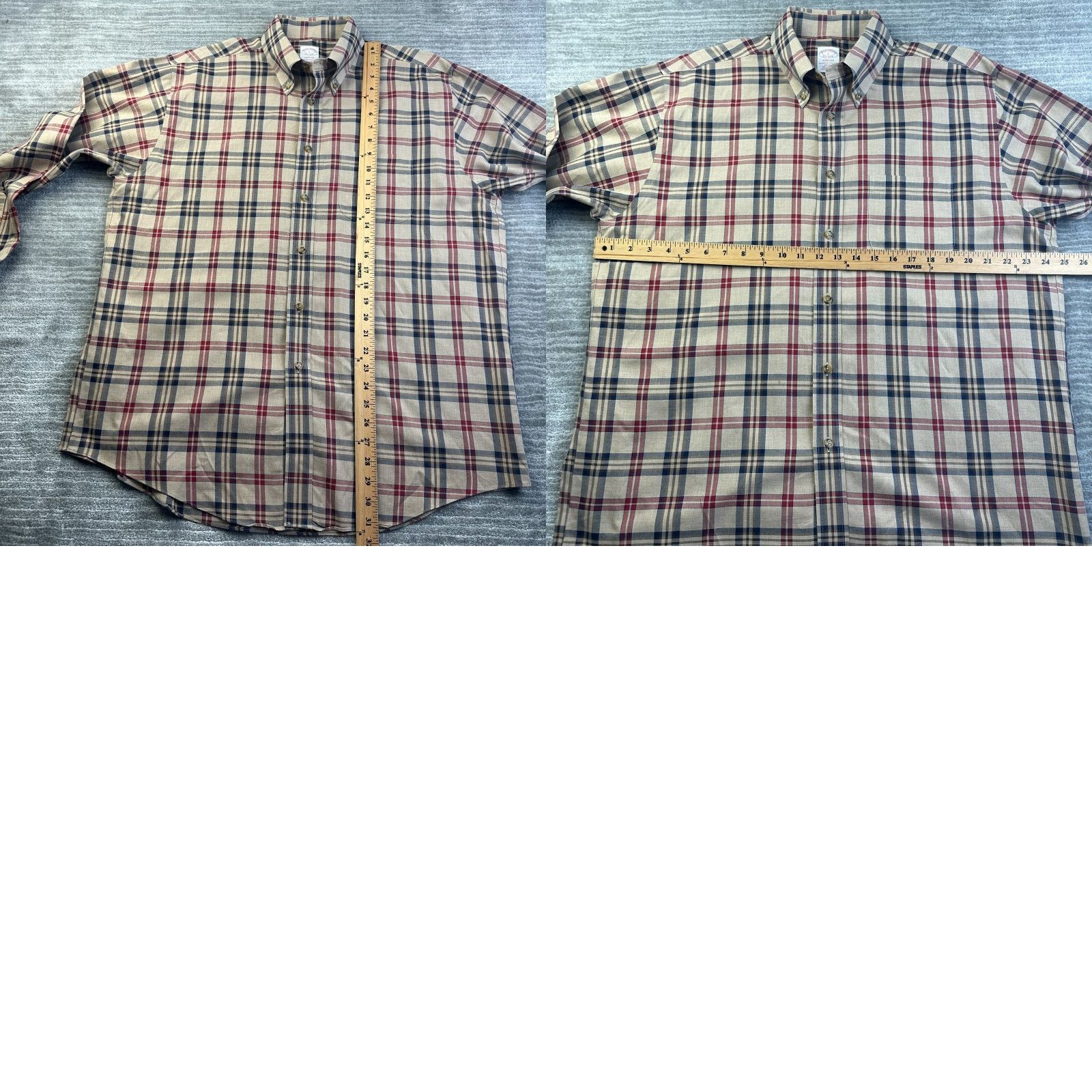 Brooks Brothers Brooks Brothers Shirt Mens Large Beige Nova Check Button Up Windowpane Madison Size US L / EU 52-54 / 3 - 8 Thumbnail