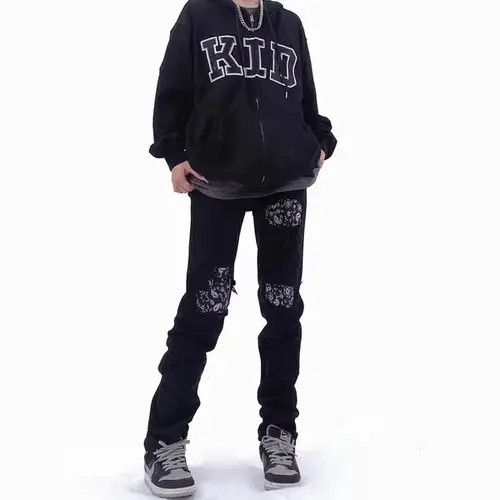 Jean Mens Skinny Jeans Street, Black Hole Slim Fit Size US 32 / EU 48 - 2 Thumbnail