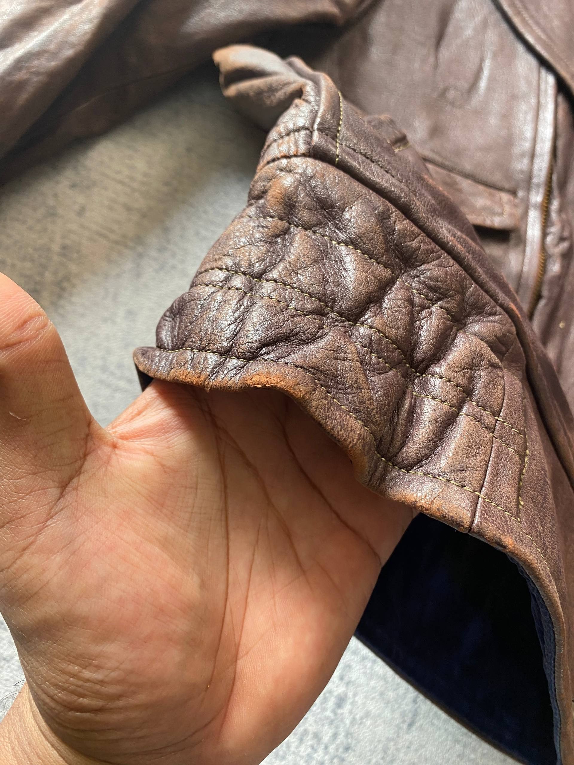 Leather Vtg 50s Horsehide Japanese Civilian Post War Leather Jacket Size US S / EU 44-46 / 1 - 16 Thumbnail
