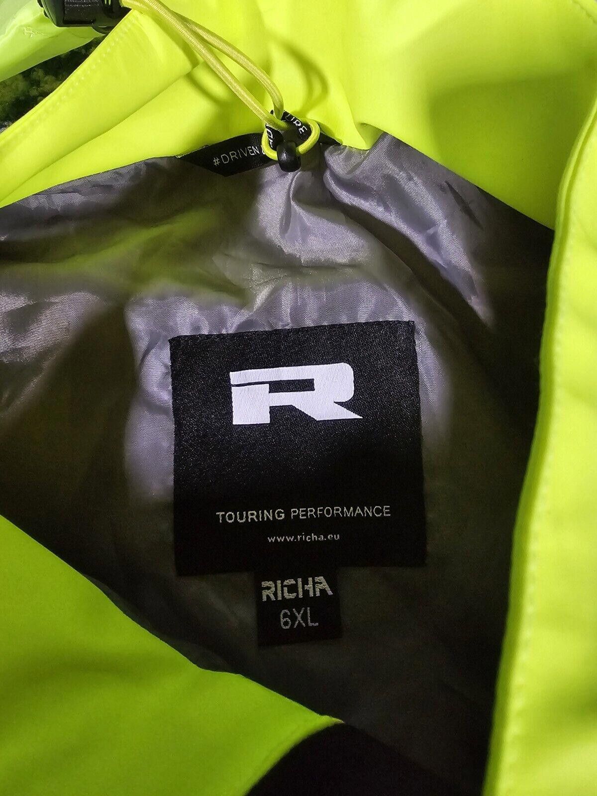 Designer Richa Rain stretch jacket Hi Vis Riding Motorcycle 6XL NWT Size ONE SIZE - 5 Thumbnail