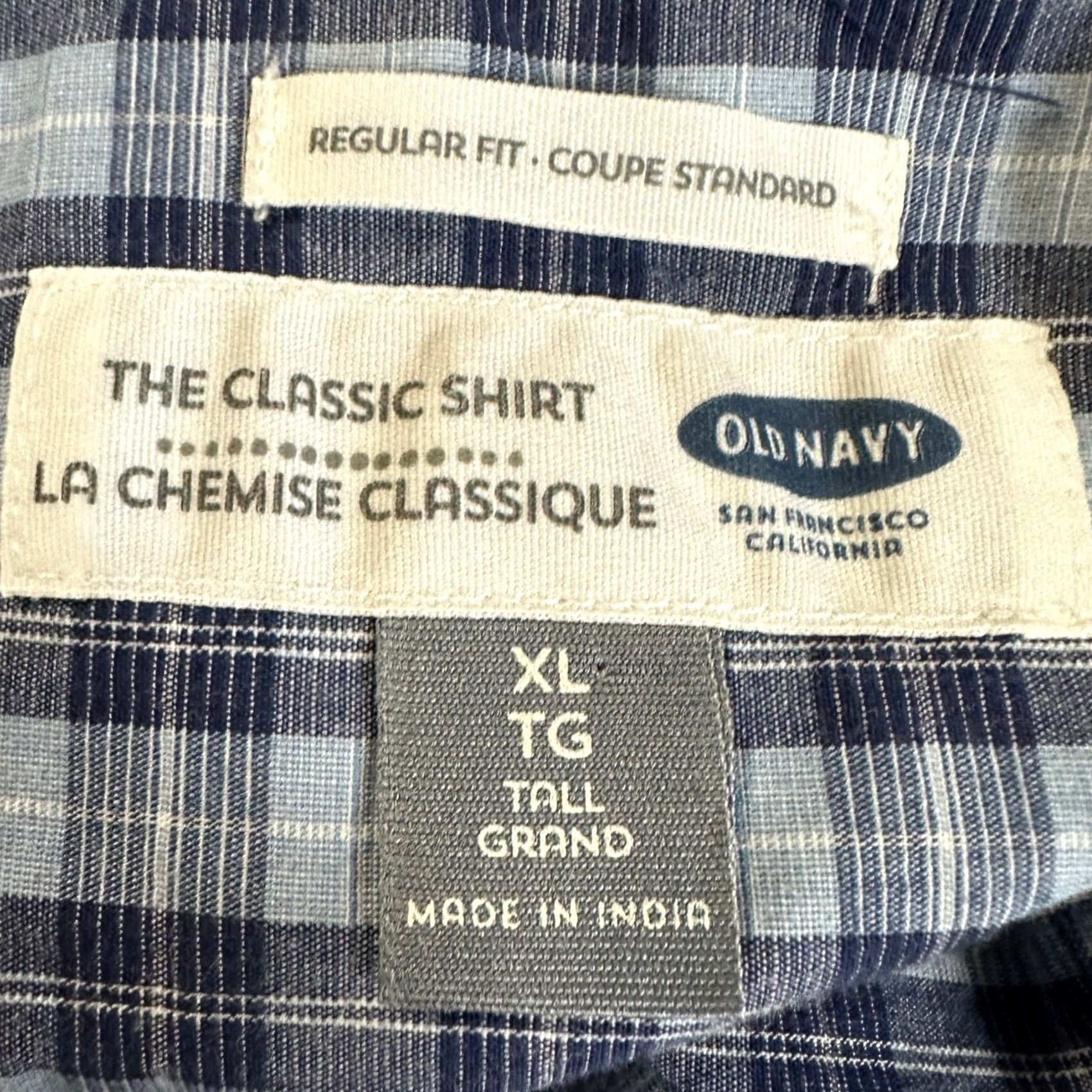 Old Navy Old Navy Men The Classic Shirt XL Tall Blue Plaid Button Down Pocket Stretch NEW Size US XL / EU 56 / 4 - 4 Thumbnail