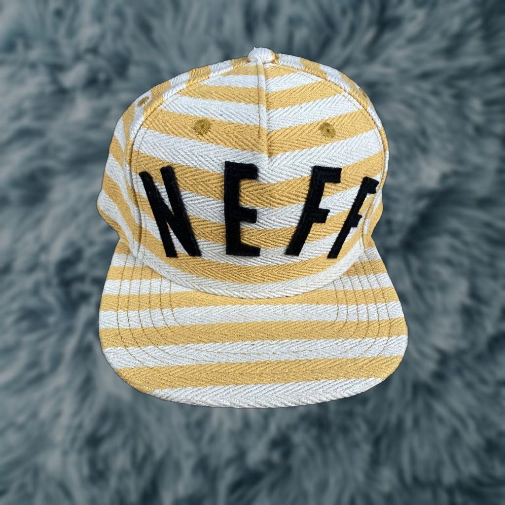 Vintage VINTAGE NEFF Headwear Snapback Hat Baseball Cap Twill Adjustable Yellow White Hip Hop Mens Snapback White Hat Size ONE SIZE - 1 Thumbnail