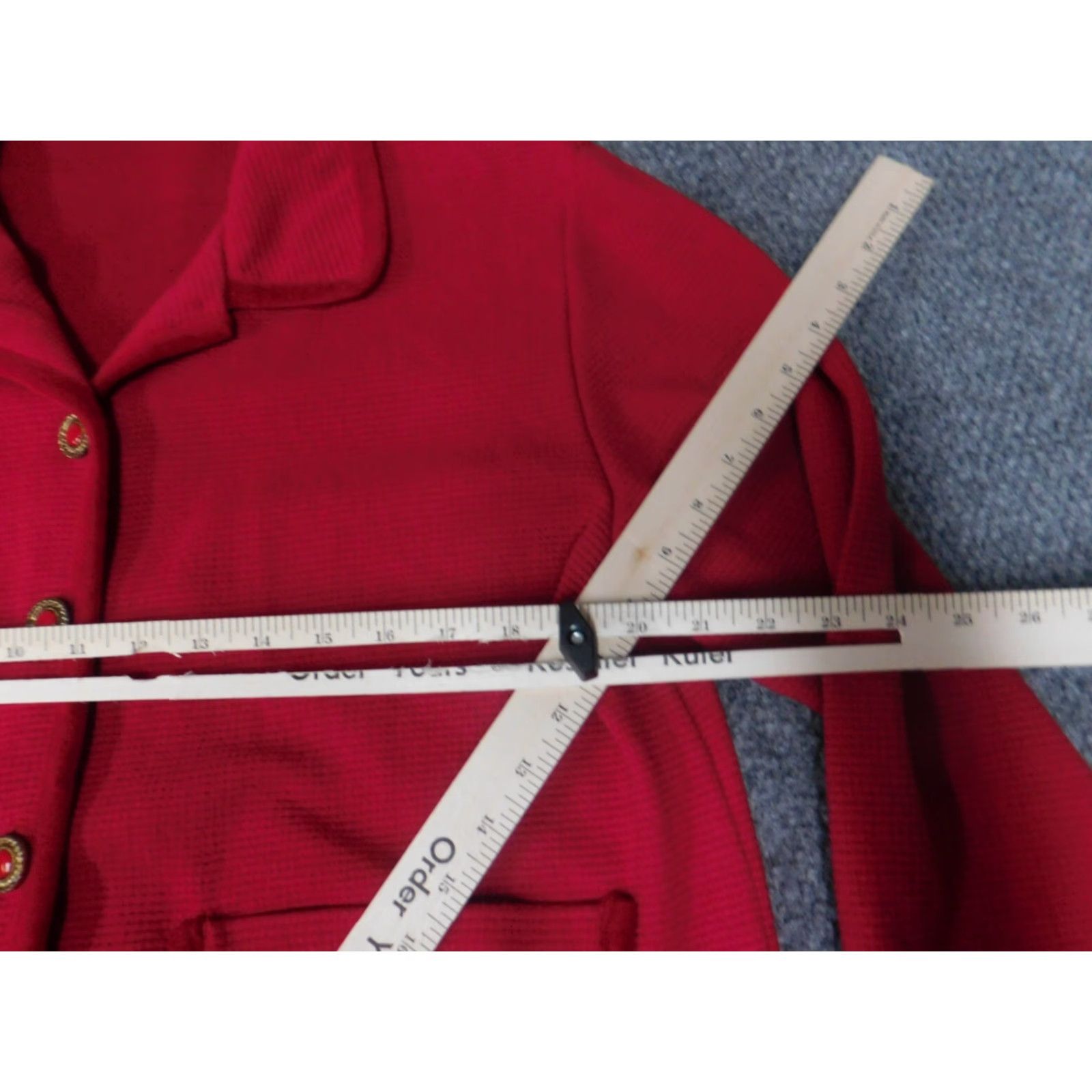 Vintage Ariel Jacket Womens Medium Red Button Down Cotton Knit with Pockets Embroidered Collared Basic Jacket Size M / US 6-8 / IT 42-44 - 7 Thumbnail