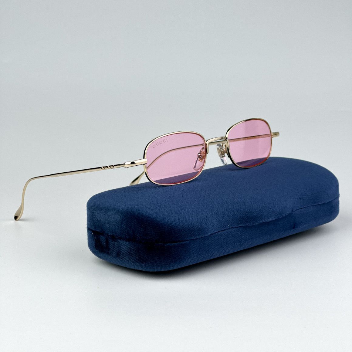 image of New Gucci Gg1648S 005 Unisex Rectangle Sunglasses GG 1648S in Gold/Pink, Men's