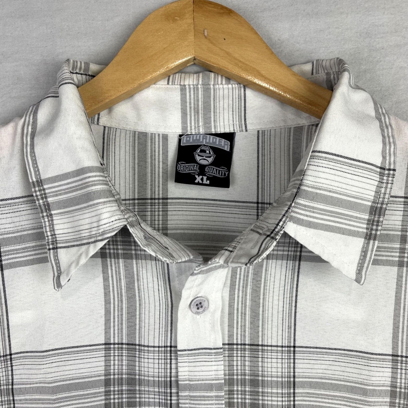 Vintage VINTAGE Lowrider Shirt Mens XL White Plaid Button Up Chicano Cholo Homies Baggy Relaxed Size US XL / EU 56 / 4 - 4 Thumbnail