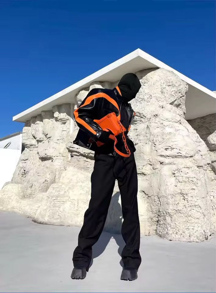 Other Motorcycle Orange and Black PU Leather Zip Up Jacket Size US L / EU 52-54 / 3 - 3 Thumbnail