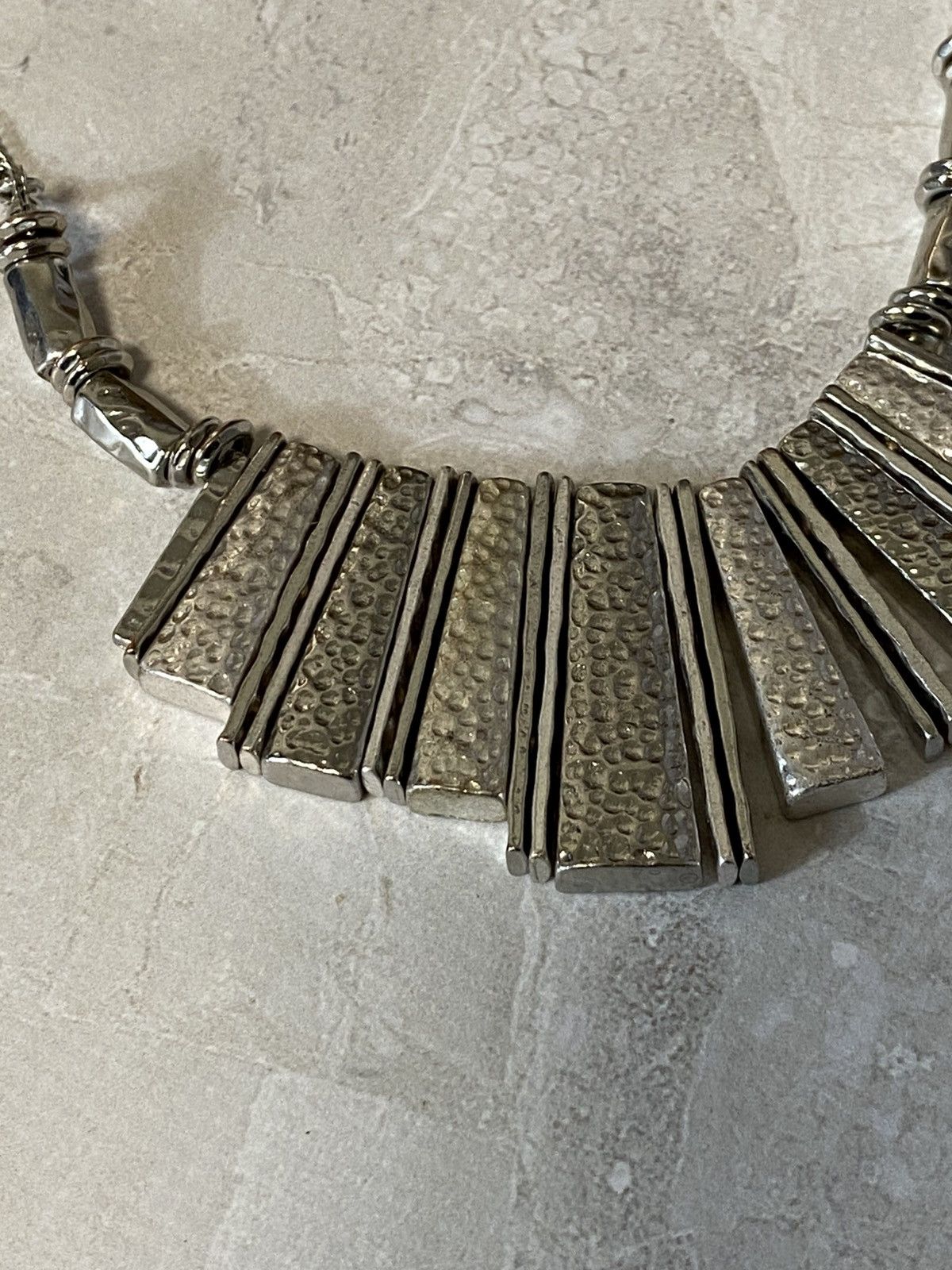 NEXT Next Silver Hammered Fringe Statement Necklace Size ONE SIZE - 5 Thumbnail