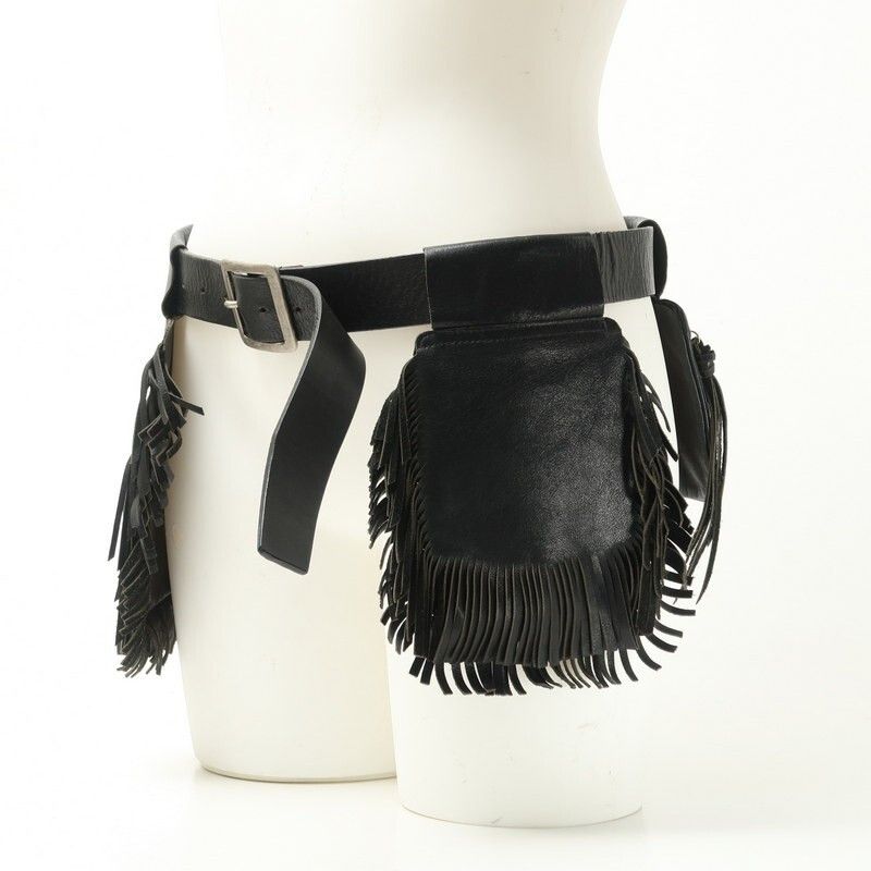 Yohji Yamamoto Leather Fringe Pocket Belt Size 32 - 6 Thumbnail