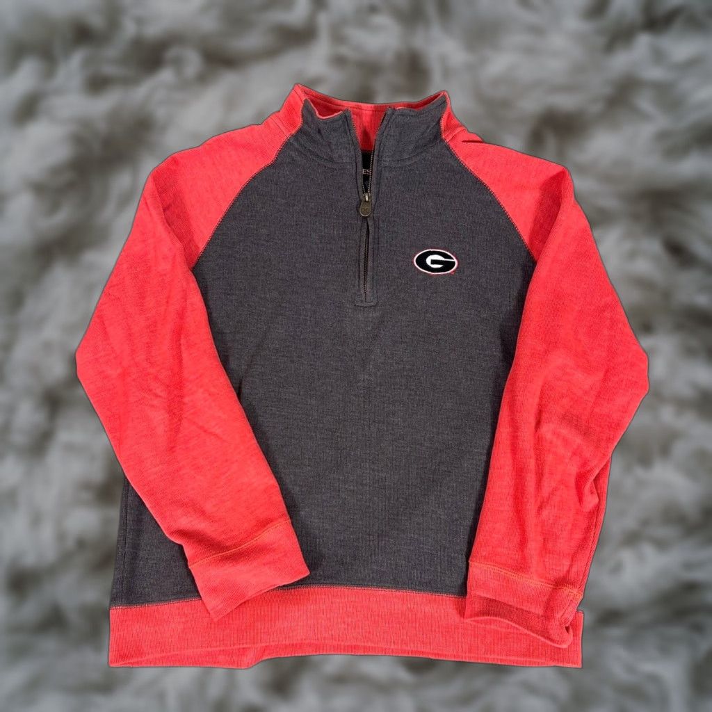 Vintage Pressbox Georgia Bulldogs Quarter Zip Pullover Sweatshirt Gray Red Size L Size US L / EU 52-54 / 3 - 1 Thumbnail