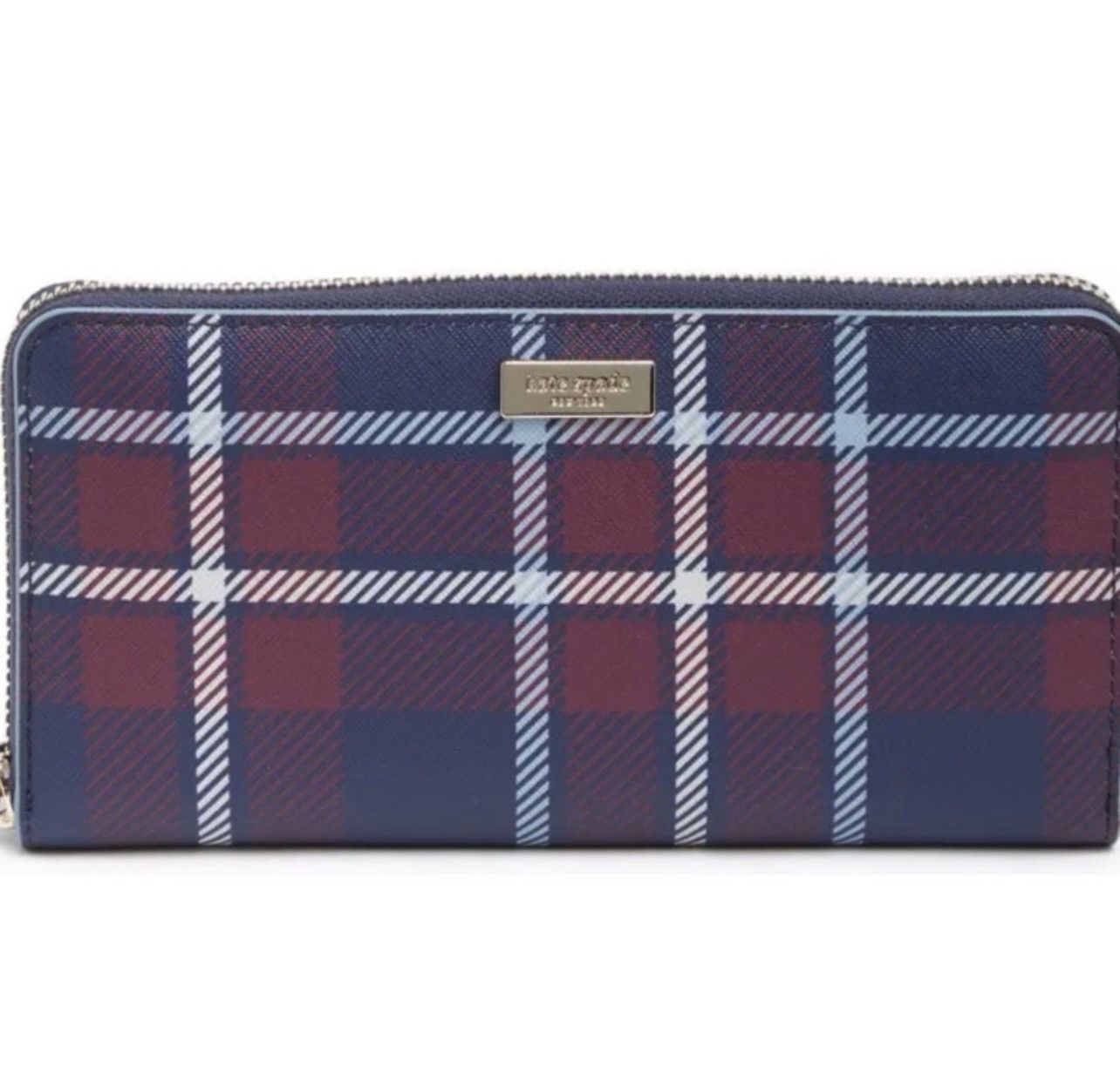 image of Kate Spade New York Plaid Wallet in Blue, Women's