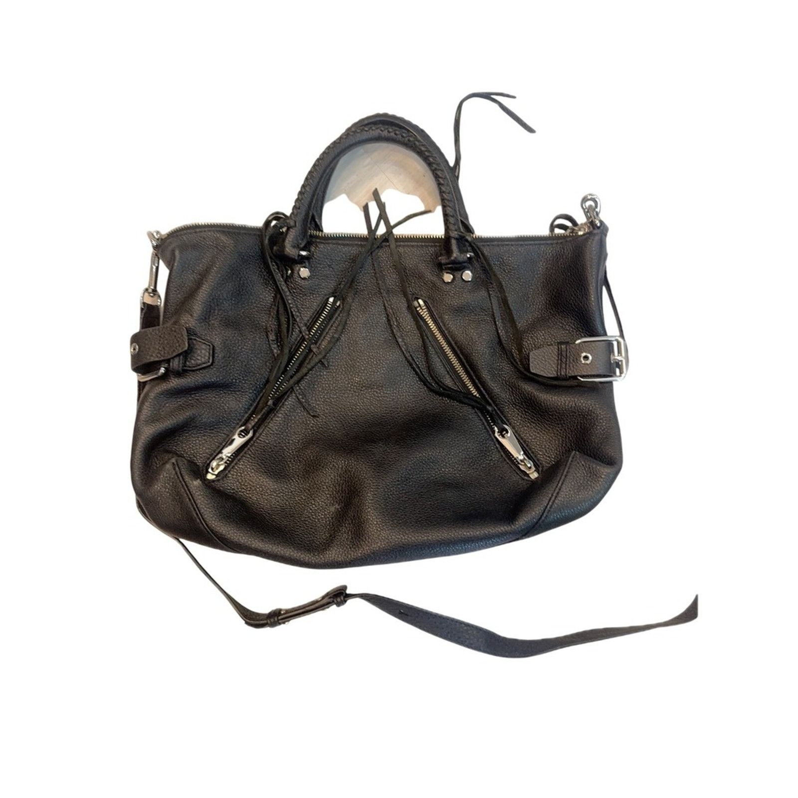 Rebecca Minkoff Rebecca Minkoff Black Leather Moto Satchel Crossbody Bag Size ONE SIZE - 1 Thumbnail