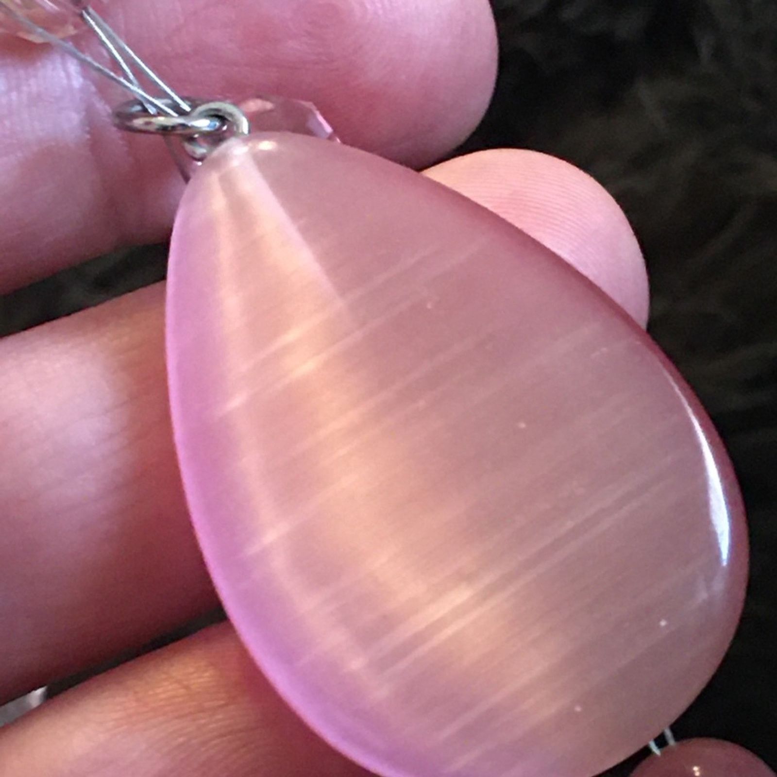 Jewelry Pink moon glow glass beaded fish line necklace Size ONE SIZE - 6 Thumbnail