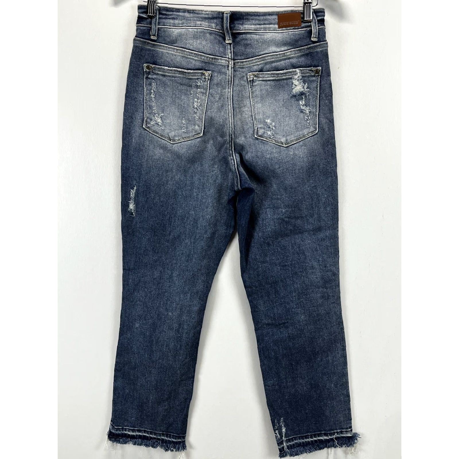 Vintage Judy Blue high rise Released Hem Jeans Sz 5 27 VGUC Distressed Womens Straight Size 27" / US 4 / IT 40 - 3 Thumbnail