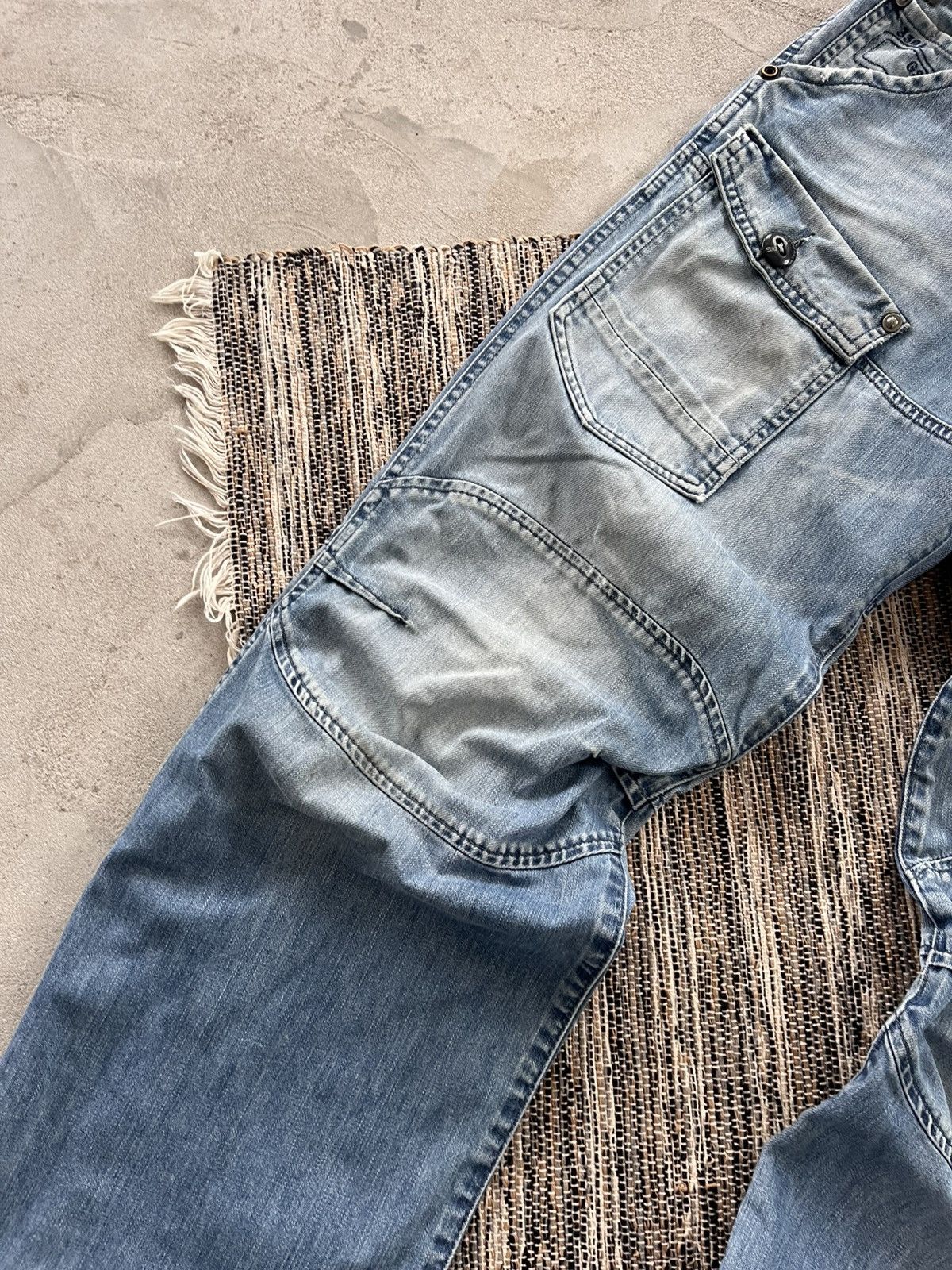 G-Star Vintage GStar Raw Moto Double Knee Faded Denim Jeans Y2K Size US 31 - 5 Thumbnail