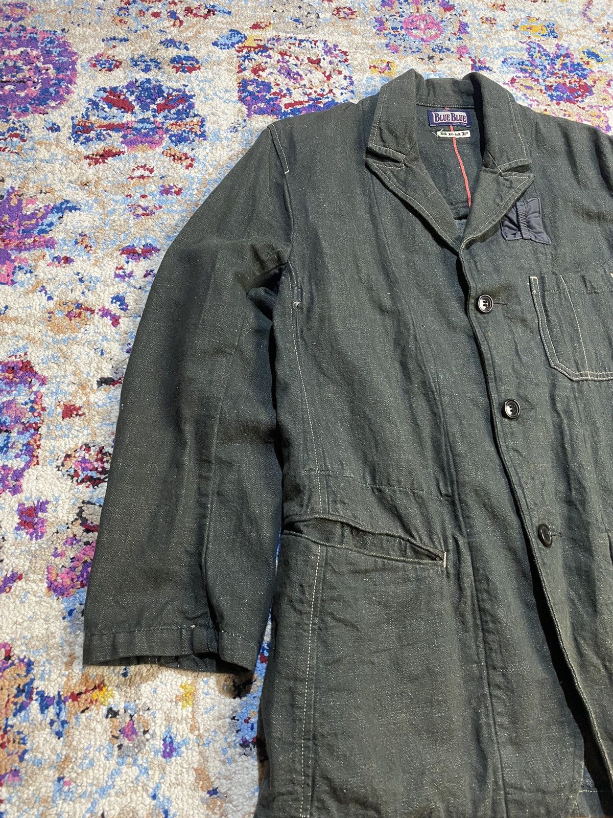 HOLLYWOOD RANCH MARKET × Vintage Blue Blue Hemp Selvedge Easy Light Denim Work Jackets Size US S / EU 44-46 / 1 - 3 Thumbnail