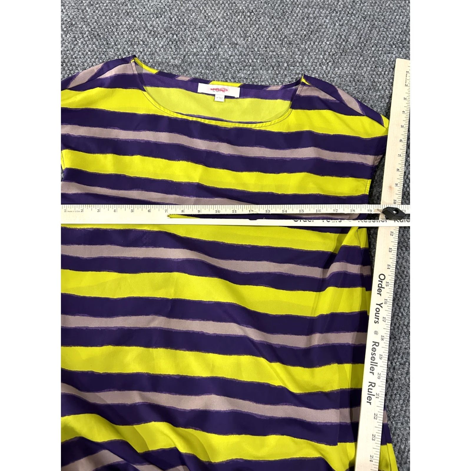 Loft LOFT Shirt Womens Medium Yellow Purple Stripe Blouse Top 100% Polyester Casual Size M / US 6-8 / IT 42-44 - 5 Thumbnail