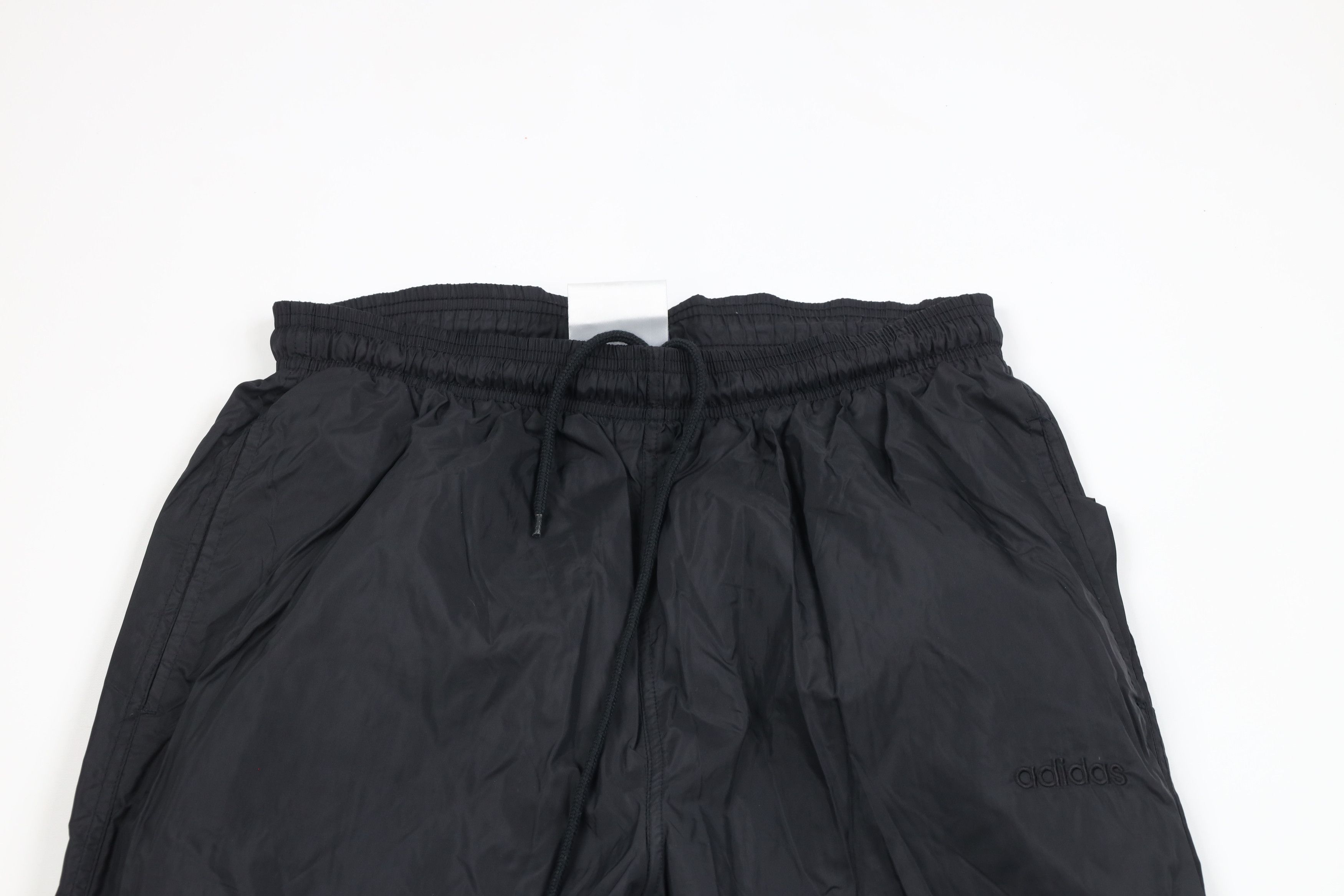 Adidas × Vintage Vintage 90s Adidas Spell Out Lined Nylon Joggers Pants Black Size US 34 / EU 50 - 2 Thumbnail