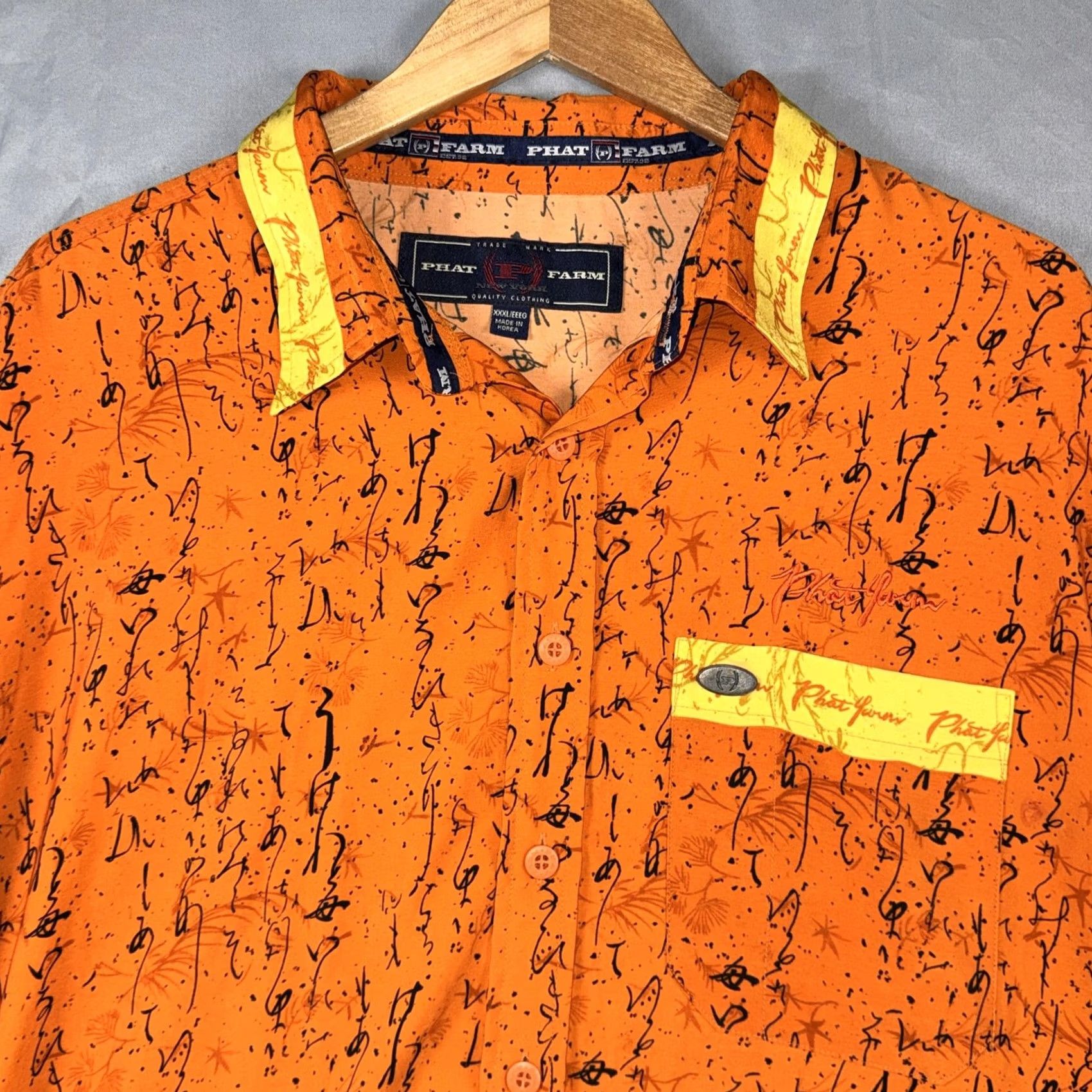 Phat Farm VINTAGE Phat Farm Shirt Men's 3XL Orange Graphic Print Short Sleeve Button Up Size US XXL / EU 58 / 5 - 4 Thumbnail