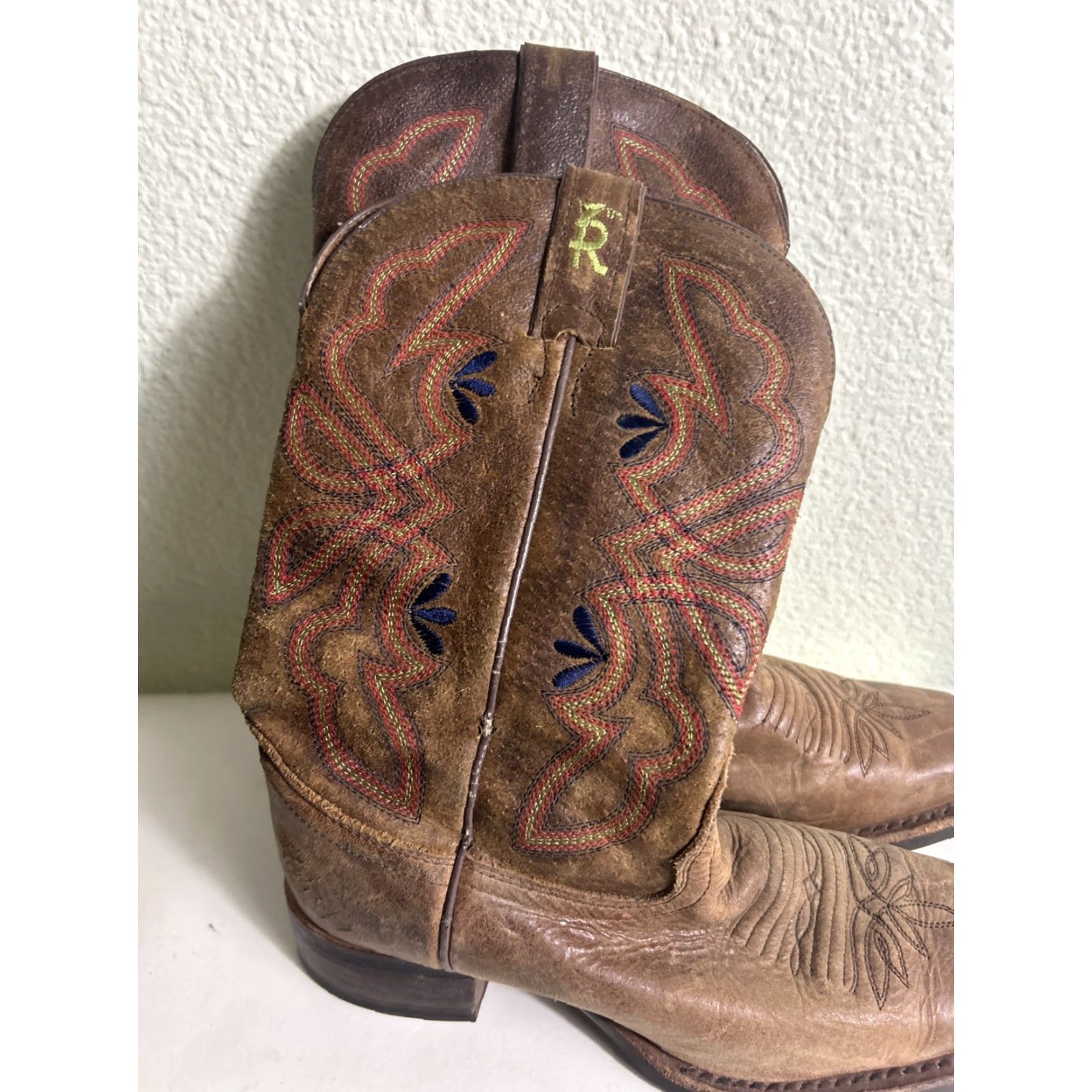 Tony Lama Tony Lama Aquilla 3R2202L Brown Square Toe 11" Boots Womens 6B Leather Western Cowboy Casual Dress Outdoor Party Work Glove? Size US 6 / IT 36 - 2 Thumbnail