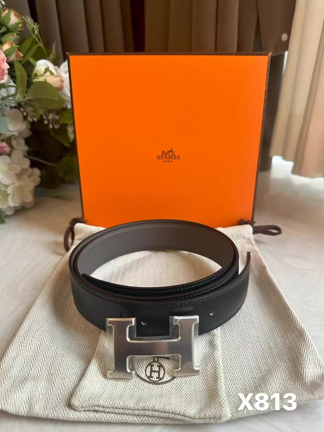 Hermes Hermès 3.2cm B Stamp 90cm Belt X813 New Size ONE SIZE - 2 Thumbnail