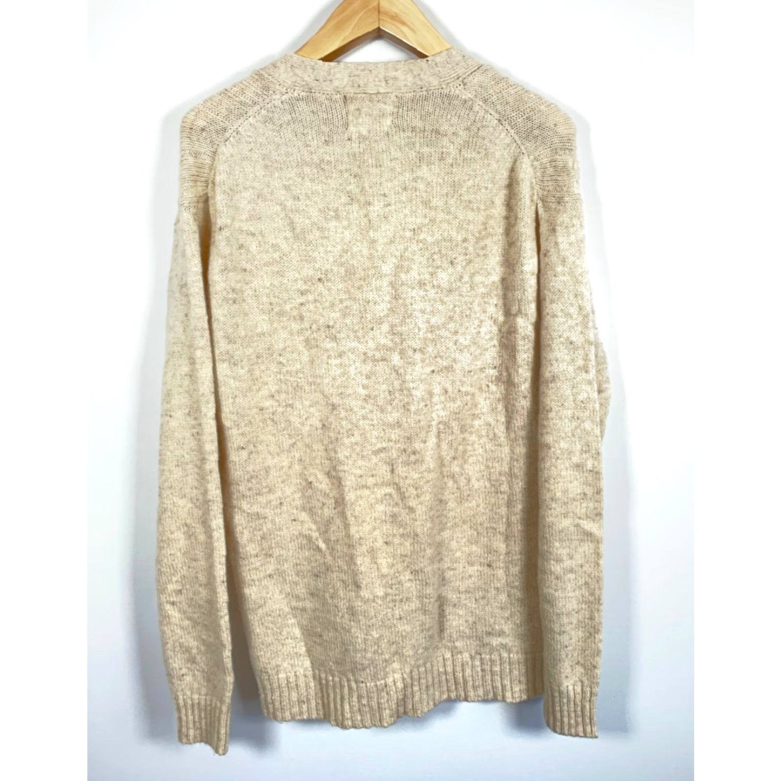 VINTAGE Sears Kings Road Cardigan Men's XLT Beige Knit Wool Blend Heavyweight Cable-Knit Sweater