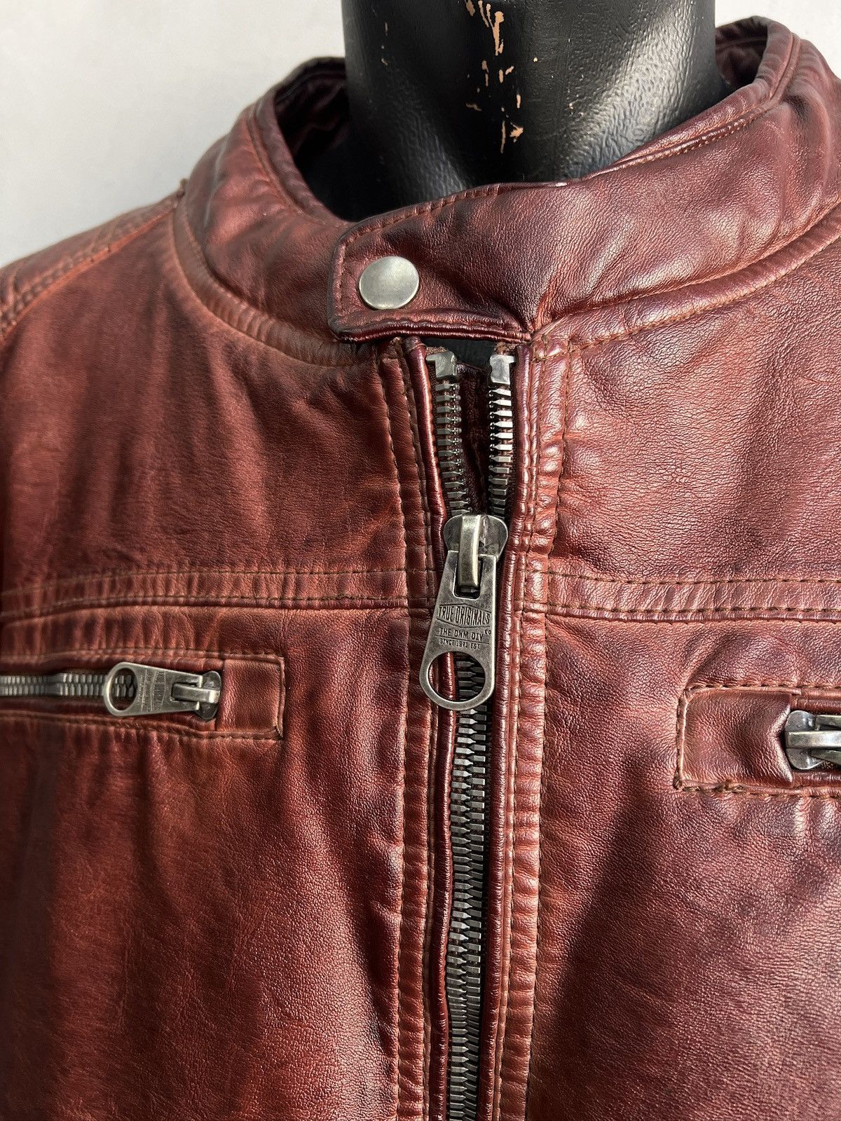 14th Addiction Moto zipper 14th addiction style washed y2k leather jacket Size US XL / EU 56 / 4 - 5 Thumbnail