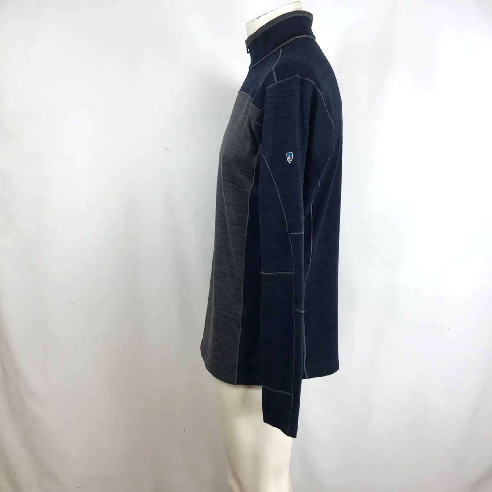 Vintage Kuhl Mens Quarter Zip Fleece Pullover Navy Grey Heathered Mock Neck Medium Size US M / EU 48-50 / 2 - 6 Thumbnail