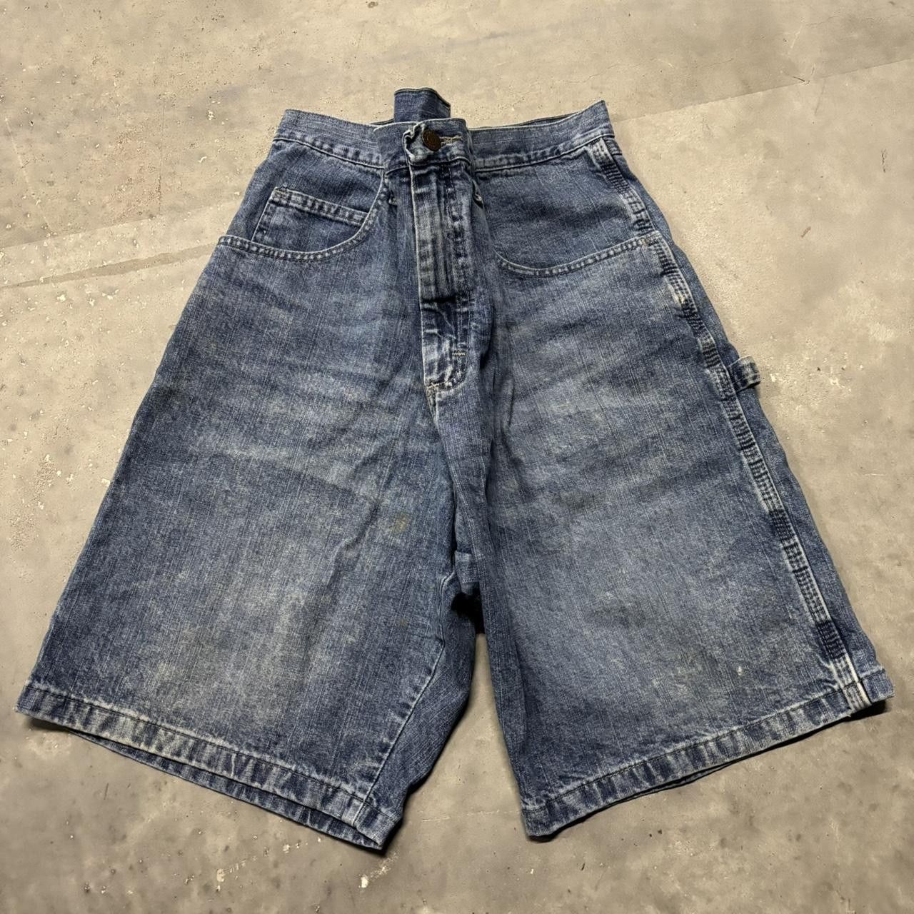 Japanese Brand × Vintage Crazy Vintage Y2K/2000s Baggy Grunge Streetwear Skater Style Carpenter Jean Shorts Jorts! Size US 36 / EU 52 - 2 Thumbnail