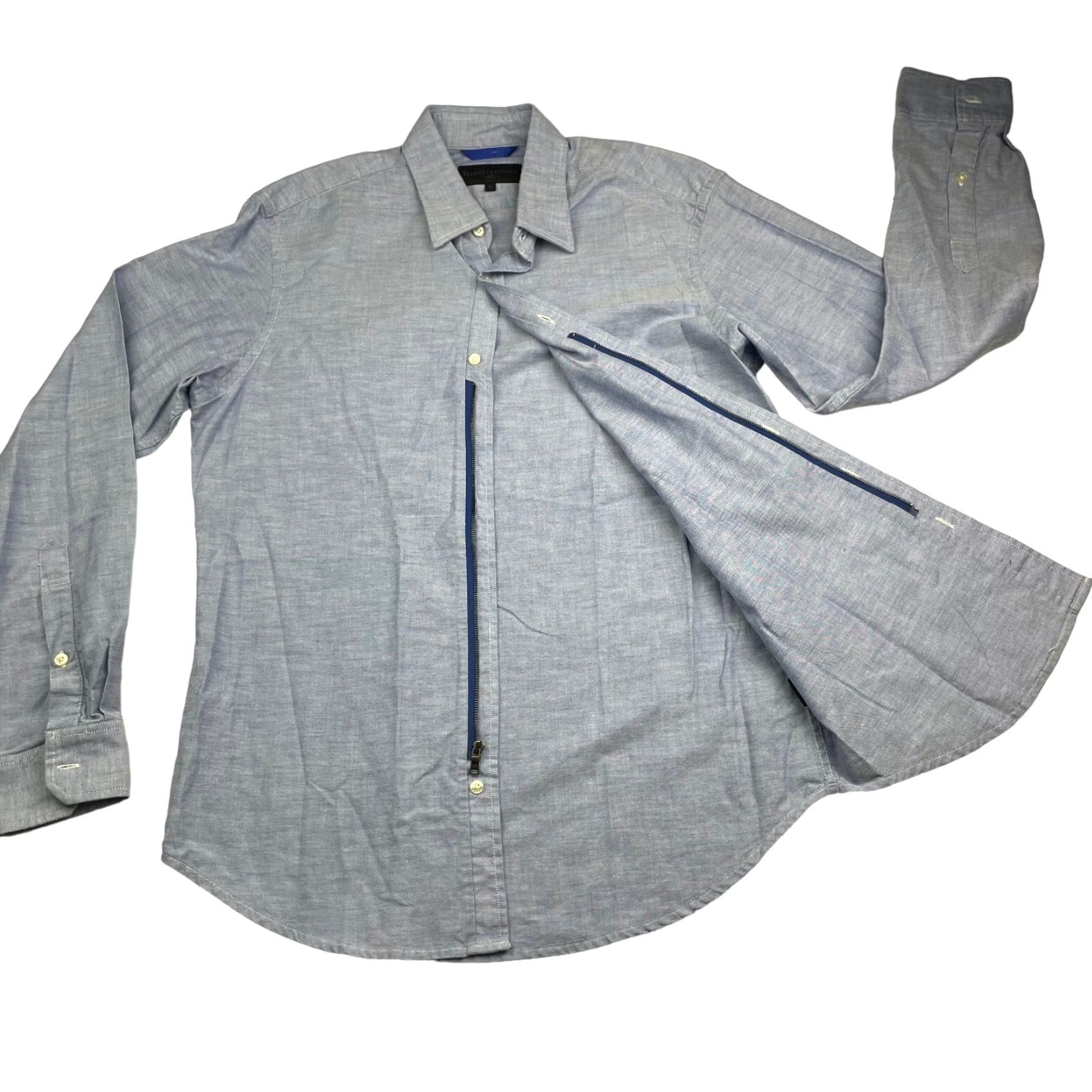 Vintage Teddy Stratford Shirt Oxford Button-Up 100% Cotton Large Long Sleeve Blue Button/Zip Closure Mens Regular Collar Spread Vintage No Size US L / EU 52-54 / 3 - 3 Thumbnail