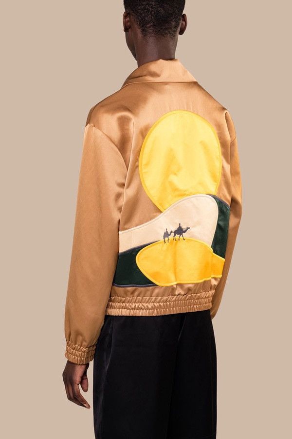 image of Cmmn Swdn Rodeo Embroidered Satin Track Jacket in Gold, Men's (Size XL)