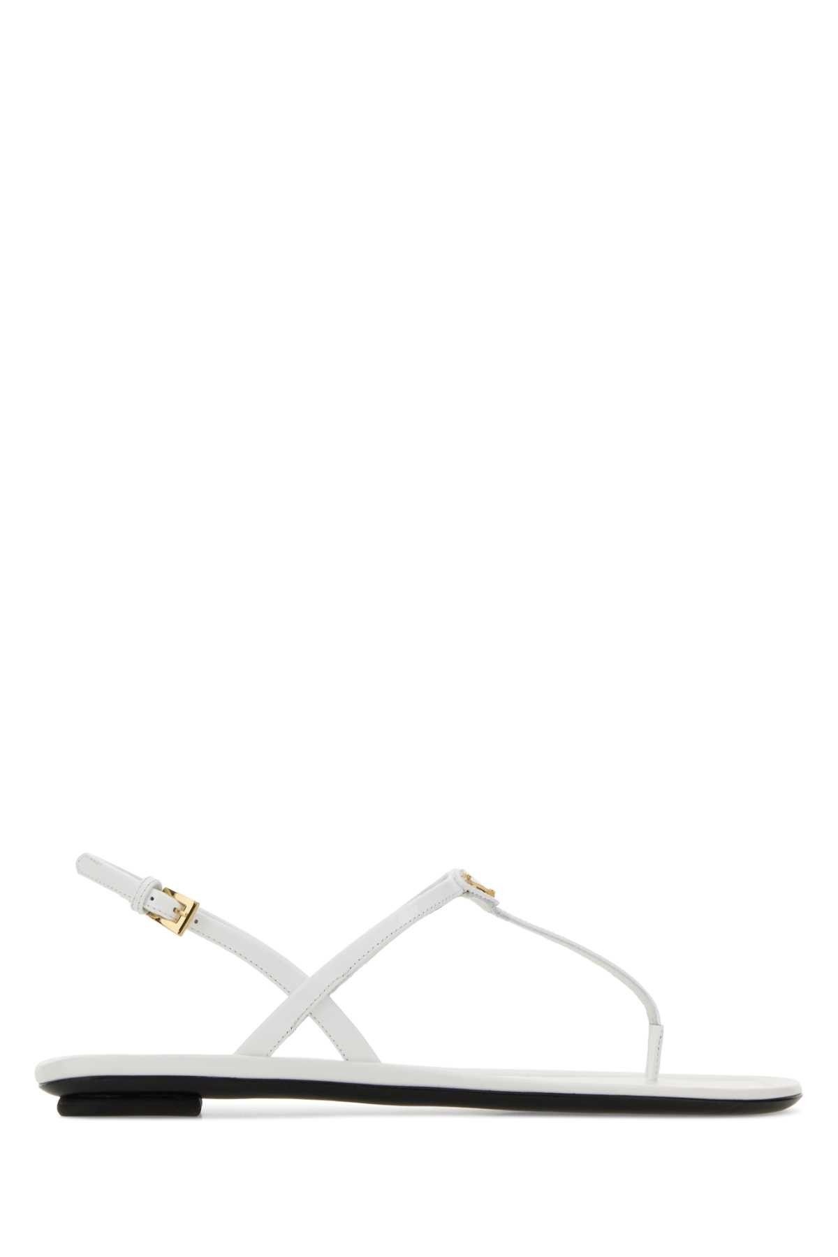 White Leather Thong Sandals