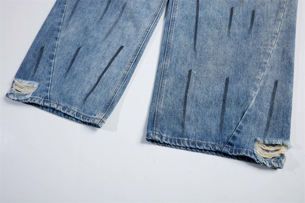 Vintage Men's loose washed gradient distressed dirty jeans Size US 32 / EU 48 - 6 Thumbnail