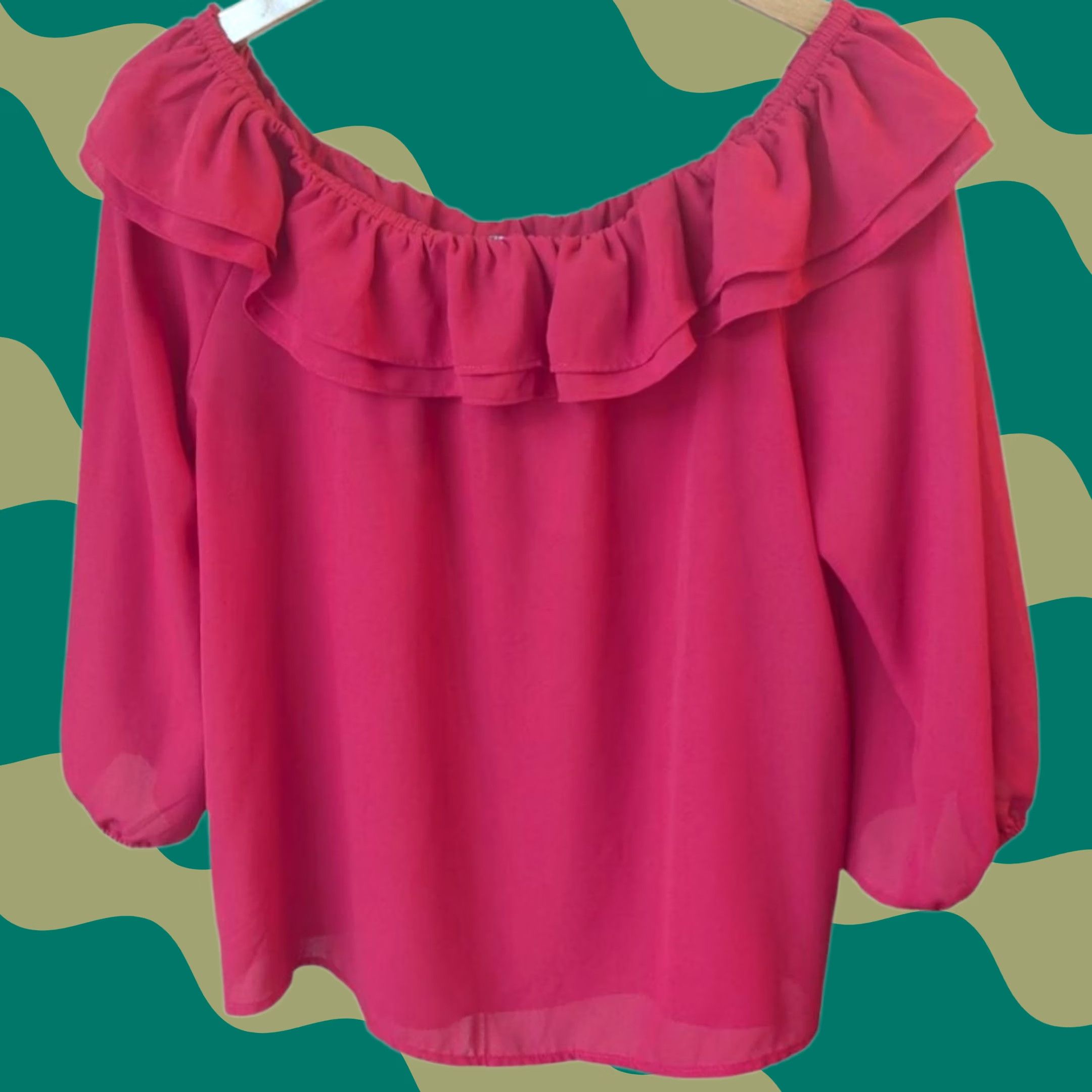 J.Crew J. Crew Mercantile Blouse Pink Off the Shoulder 3/4 Sleeve Ruffle Womens M Blouse Size M / US 6-8 / IT 42-44 - 1 Thumbnail