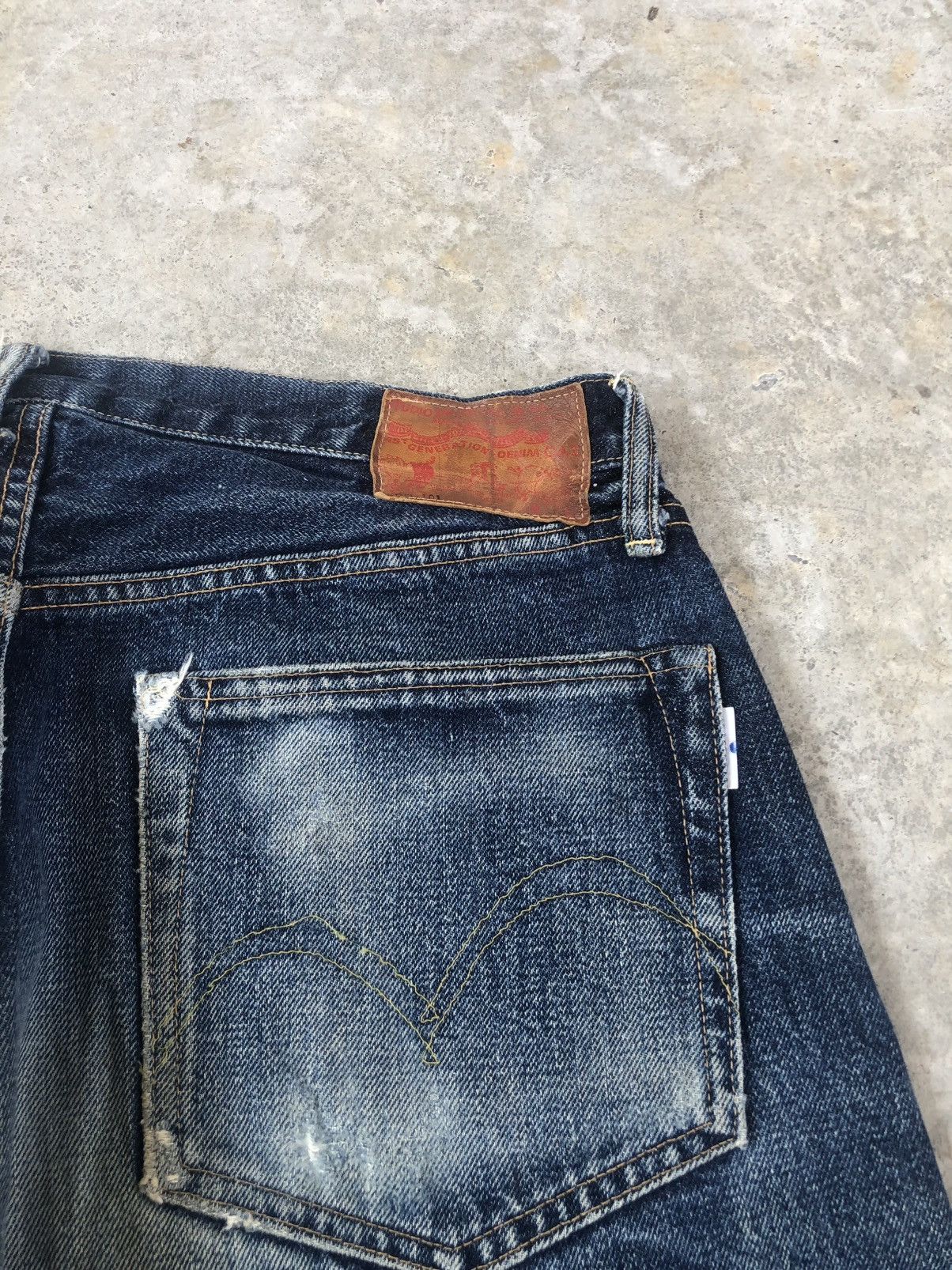 Studio D'Artisan Studio D’Artisan SD101 Selvedge Denim Distressed Jeans Size US 31 - 18 Thumbnail