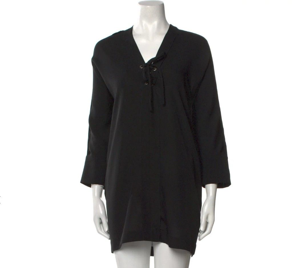 Iro Alessi Lace-Up Mini Dress Black Relaxed Shift Size XS / US 0-2 / IT 36-38 - 4 Thumbnail