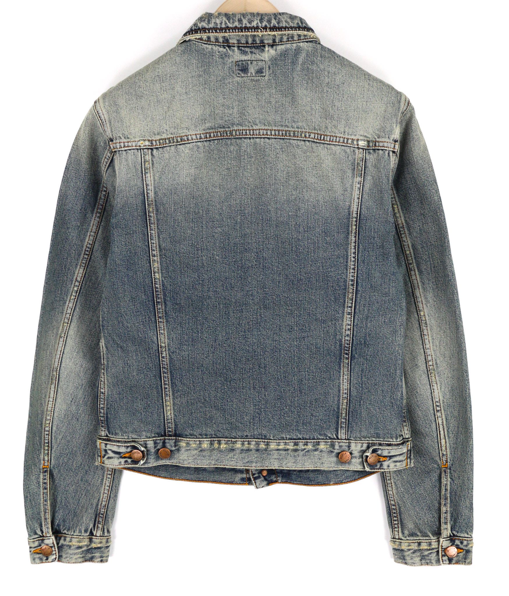 Nudie Jeans BILLY M Shimmering Indigo Washed Ripped Polo Jacket 82475 Size US M / EU 48-50 / 2 - 2 Thumbnail