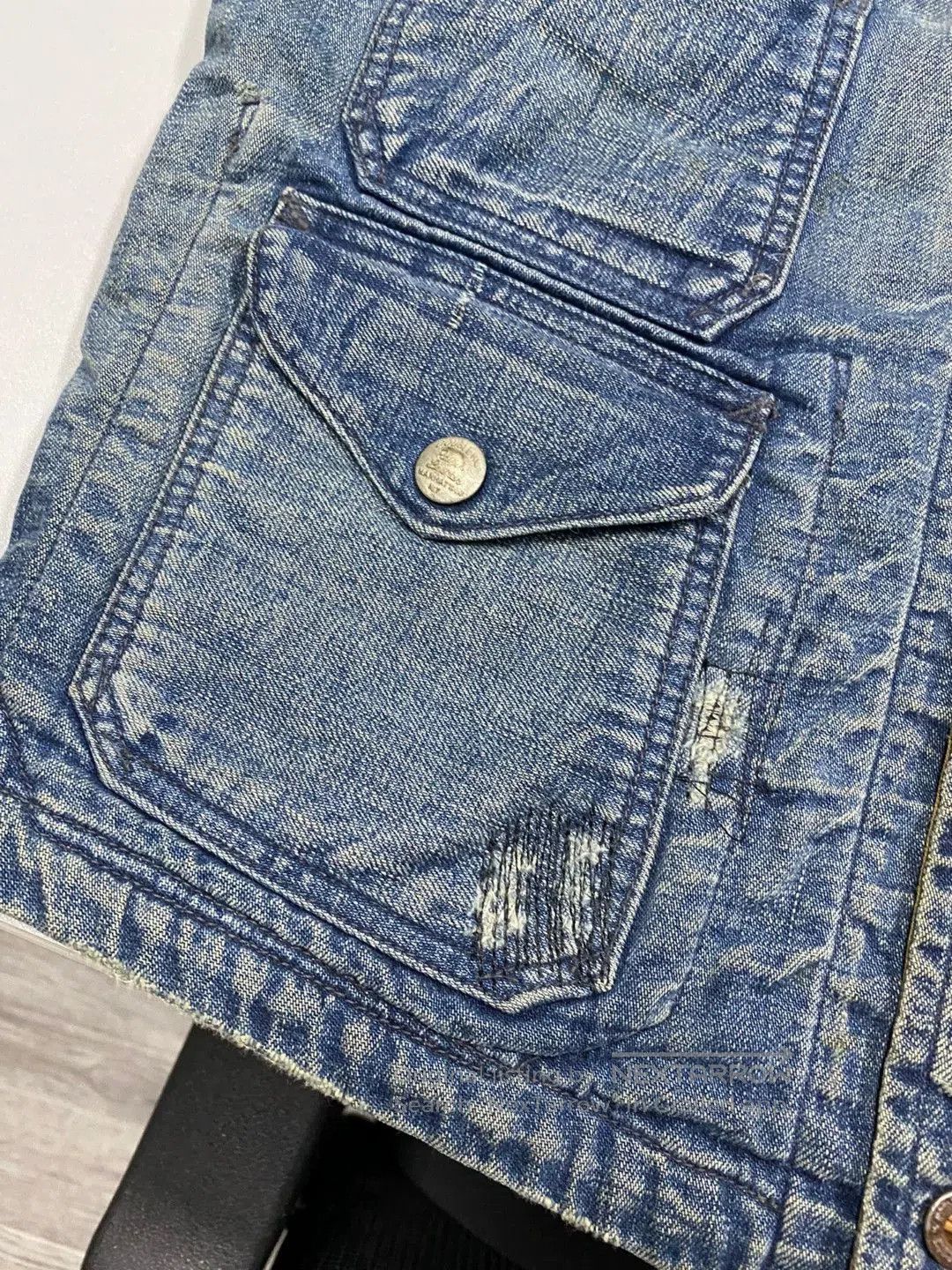 RRL Ralph Lauren vintage rrl denim vest with heavy washing. Size US XS / EU 42 / 0 - 4 Thumbnail