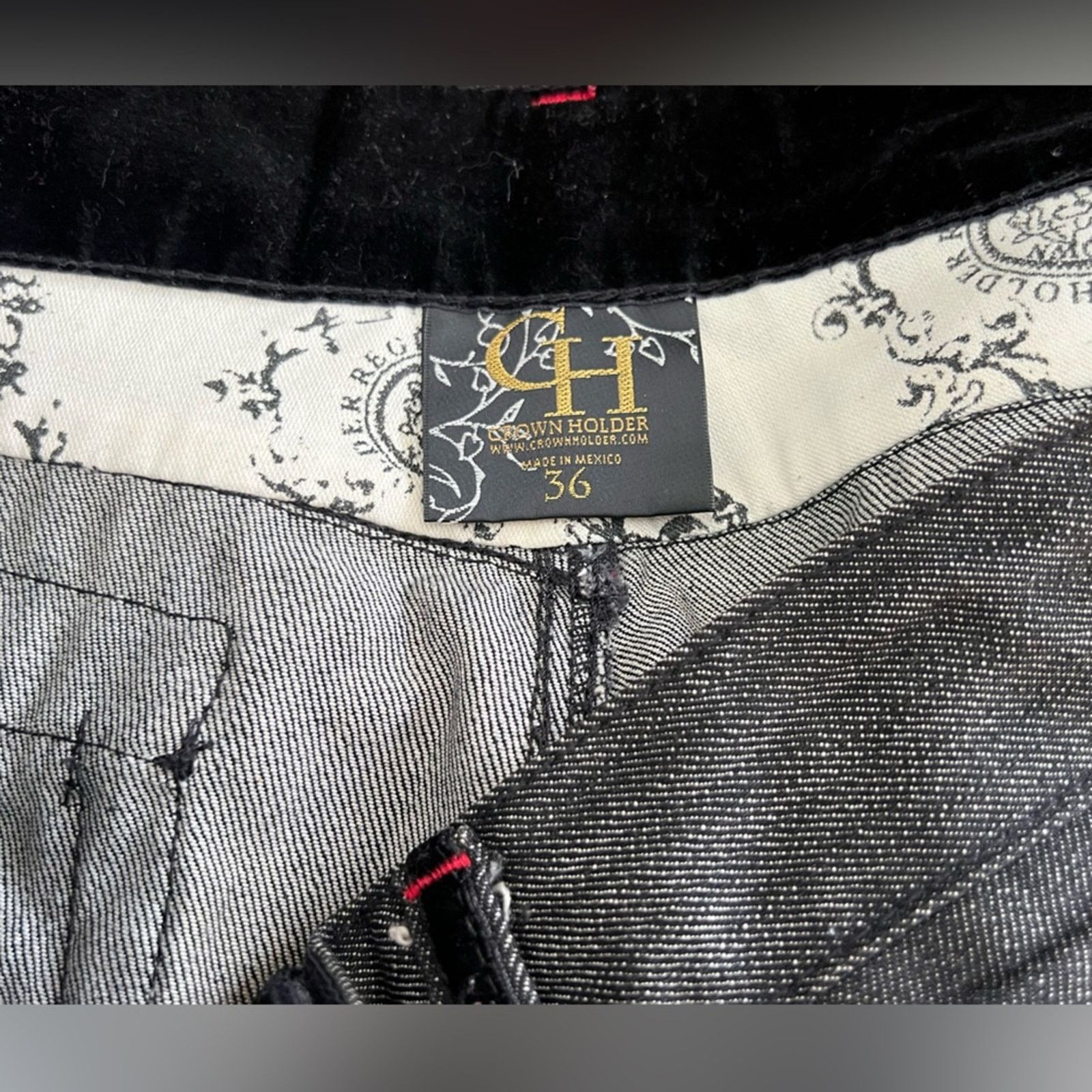Vintage Crown Holder Jeans Men 36x34 Black Wide Leg Embroidered Y2K Size US 36 / EU 52 - 11 Thumbnail