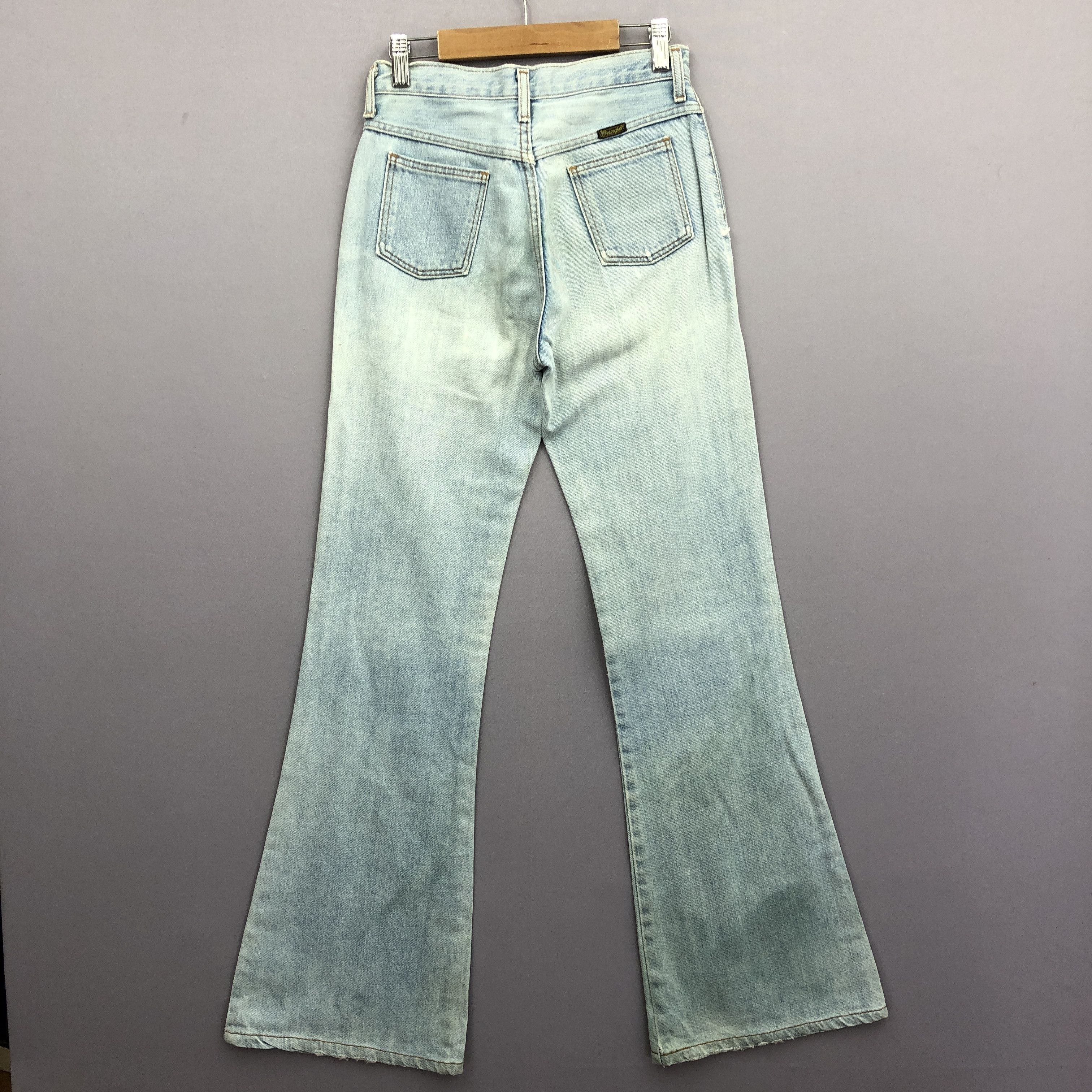 Vintage 90s Wrangler Bush Pants Flare Faded Light Wash Jeans Denim Size 24" / US 00 / IT 34 - 2 Thumbnail
