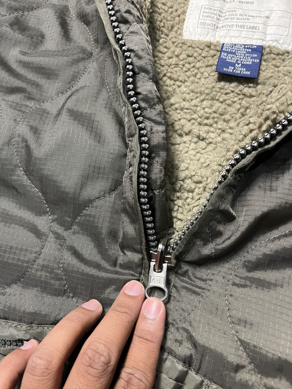 Abercrombie & Fitch Abercrombie & Fitch Quilted Green Military Jacket Size US L / EU 52-54 / 3 - 3 Thumbnail