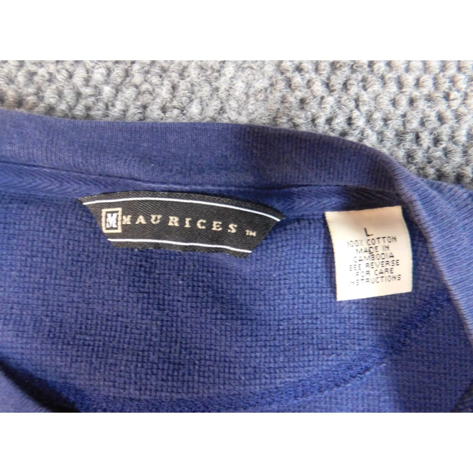 Vintage Maurices Mens Sweater Large Blue Henley Button Pullover Size US L / EU 52-54 / 3 - 6 Thumbnail