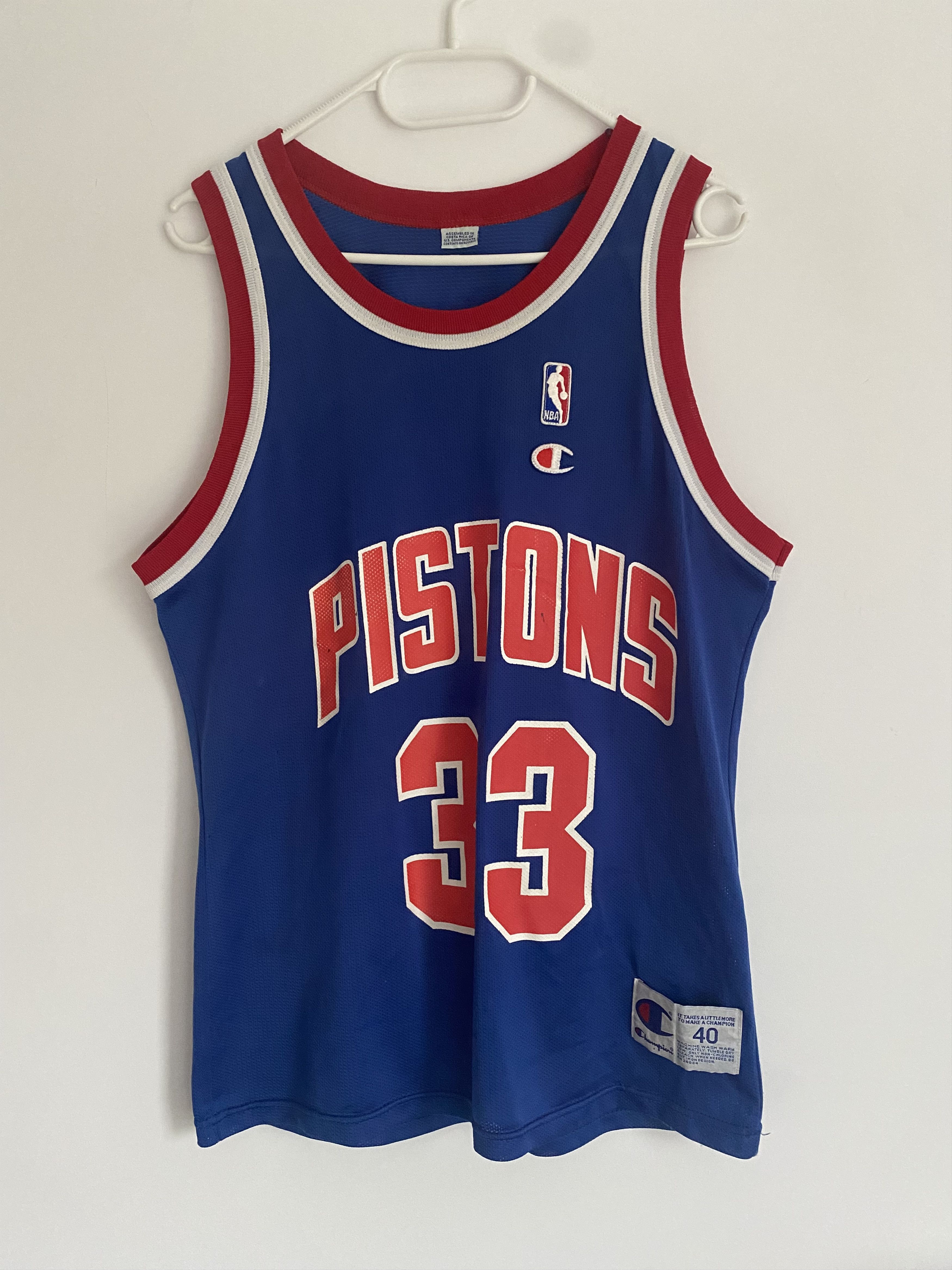 Vintage 90s Detroit Pistons Grant Hill #33 Champion Jersey Size