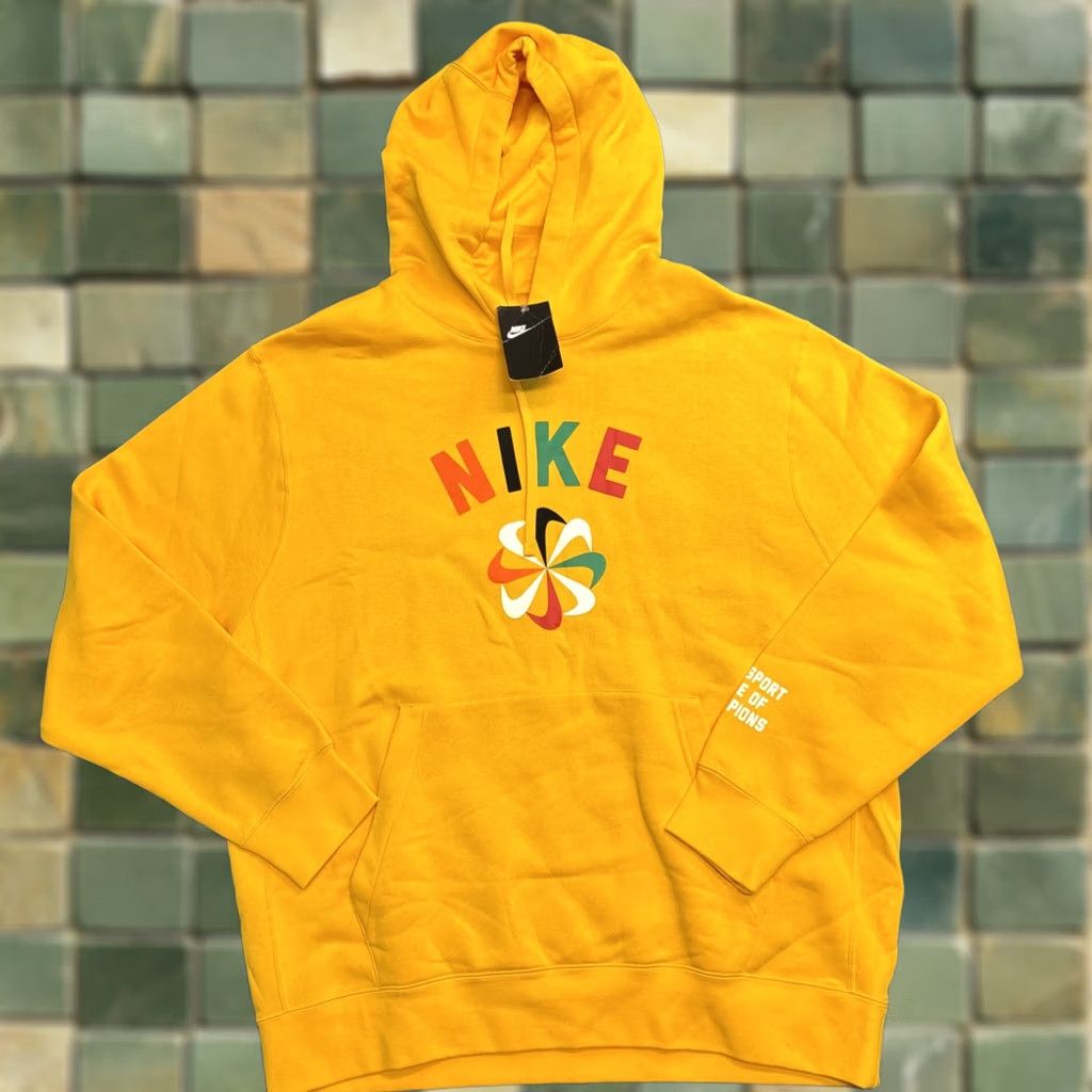 Nike NIKE Hoodie Mens XL Yellow Pinwheel Logo Pullover Hoodie Sweatshirt Sweater New Size US XL / EU 56 / 4 - 1 Thumbnail