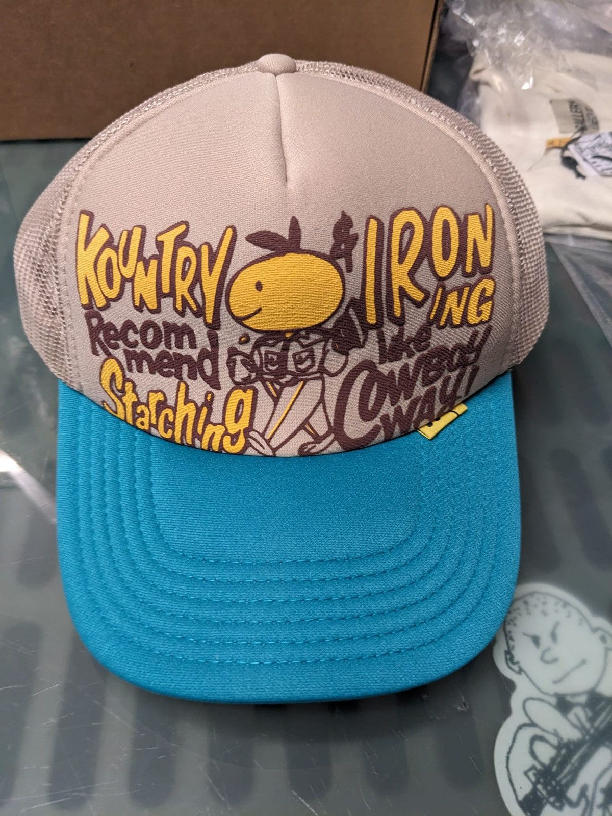 Kapital KAPITAL KOUNTRY STARCHING IRONING TRUCKER CAP HAT TURQUOISE Size ONE SIZE - 4 Thumbnail
