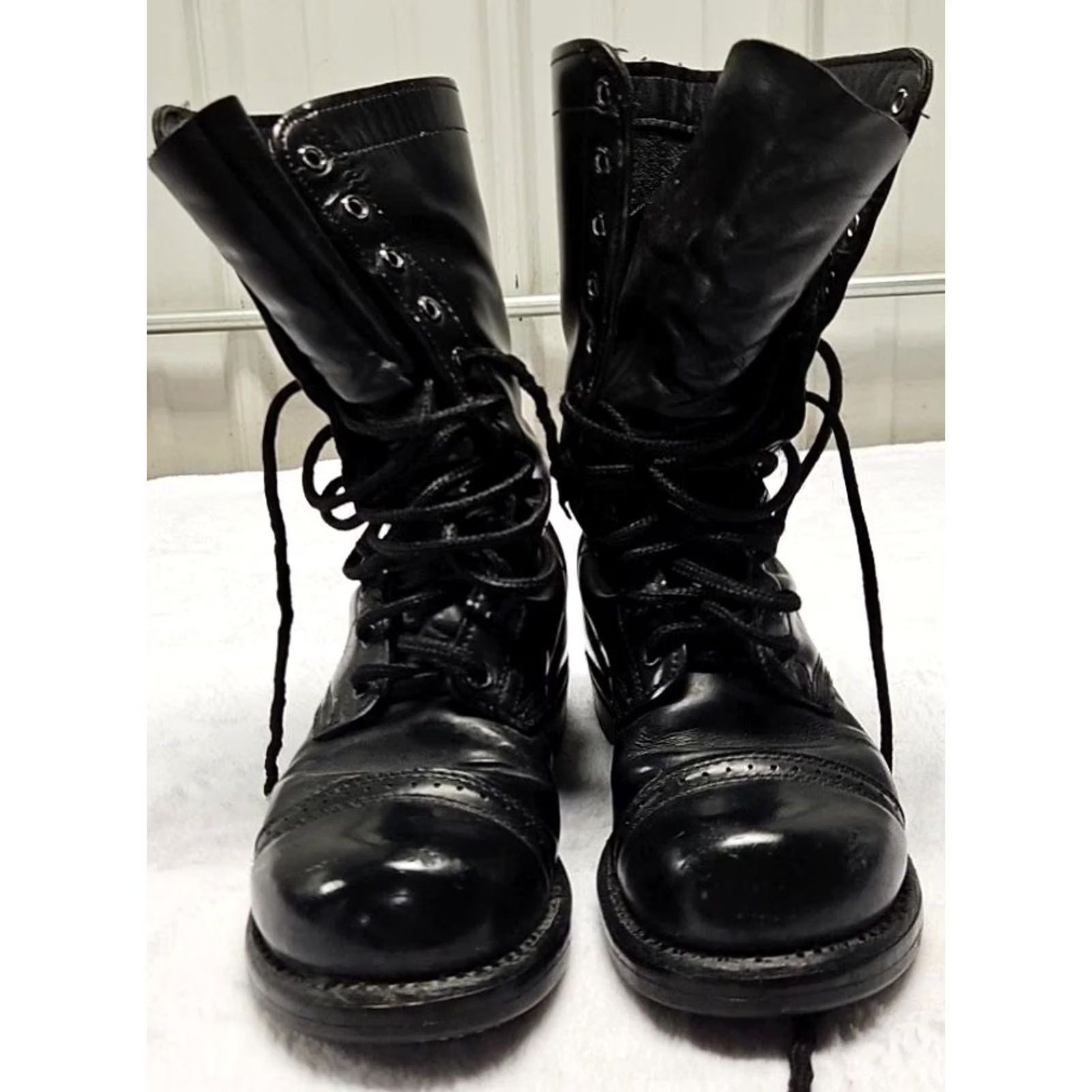 Vintage VINTAGE Corcoran Black Leather Military Combat Boots Men 6.5M Lace Up USA Made Size US 7 / EU 40 - 2 Thumbnail