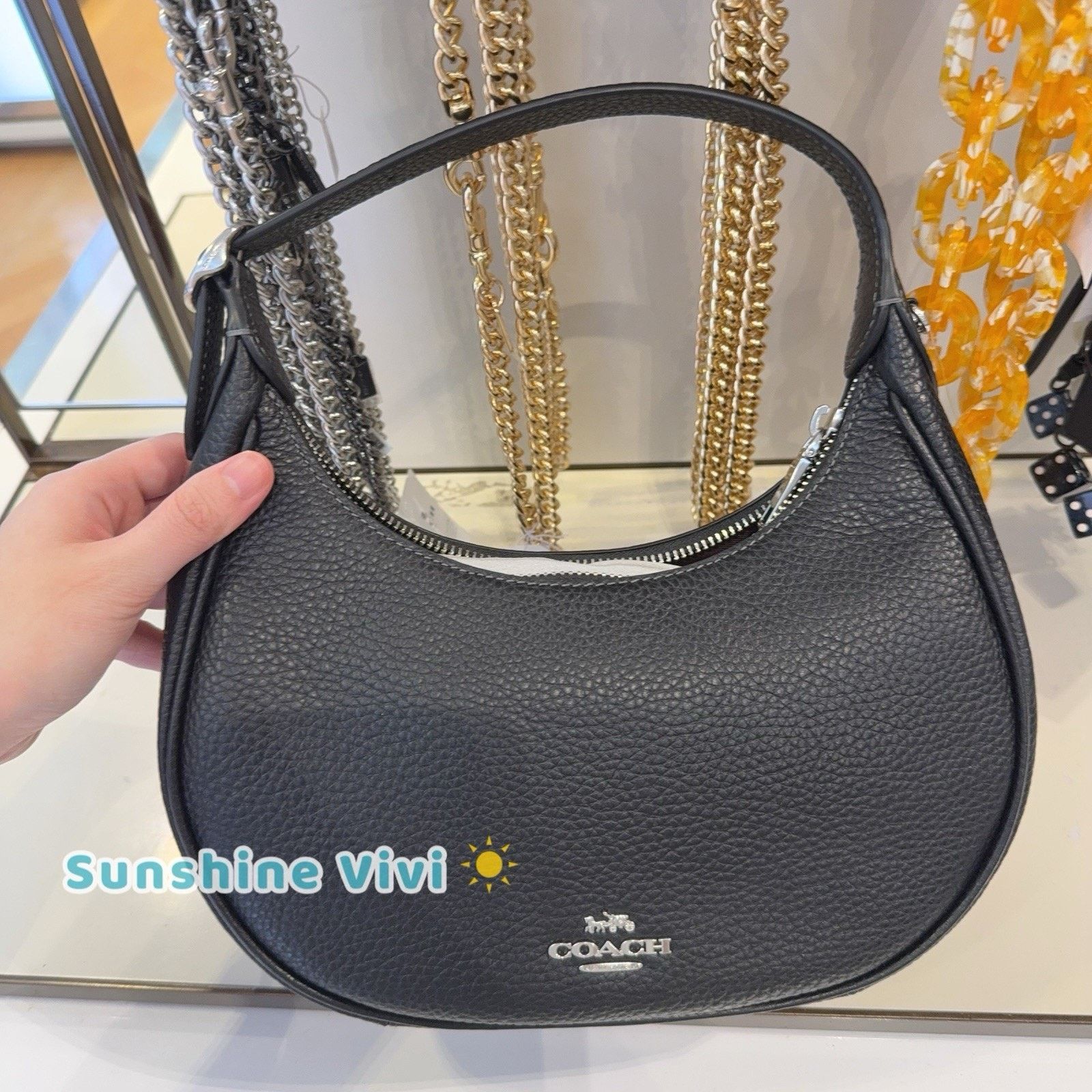 Coach NWT Coach Emily Shoulder Bag Silver/Black CDW87 leather Size ONE SIZE - 7 Thumbnail