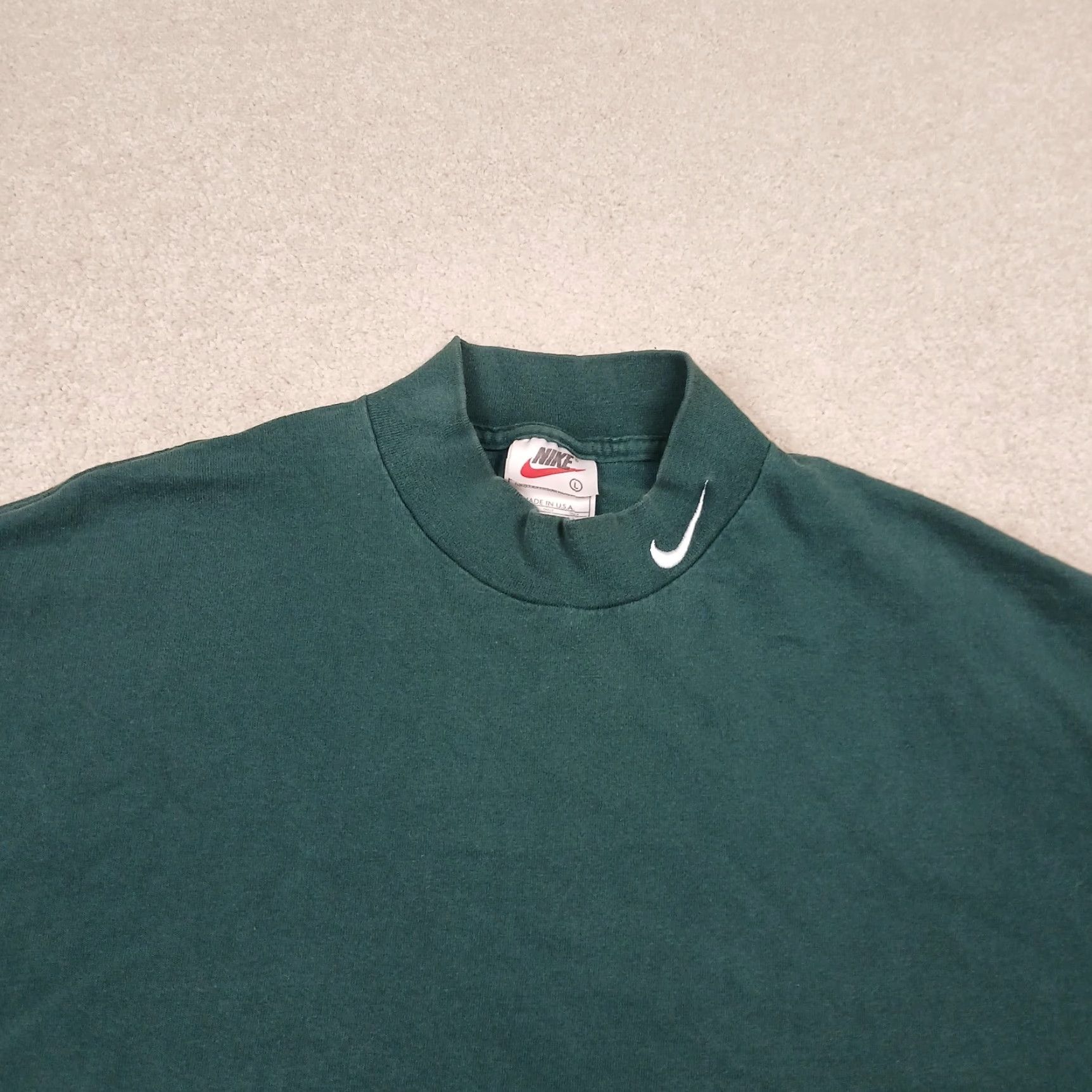 Nike VINTAGE Nike Mock Neck Shirt Mens Large Green Made In USA White Tag 90s Size US L / EU 52-54 / 3 - 3 Thumbnail